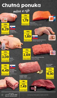 Tesco leták platný od 17.06.2026 | Strana: 8 | Produkty: Kačica, Kuracie rezne, Steak, Bravčové karé