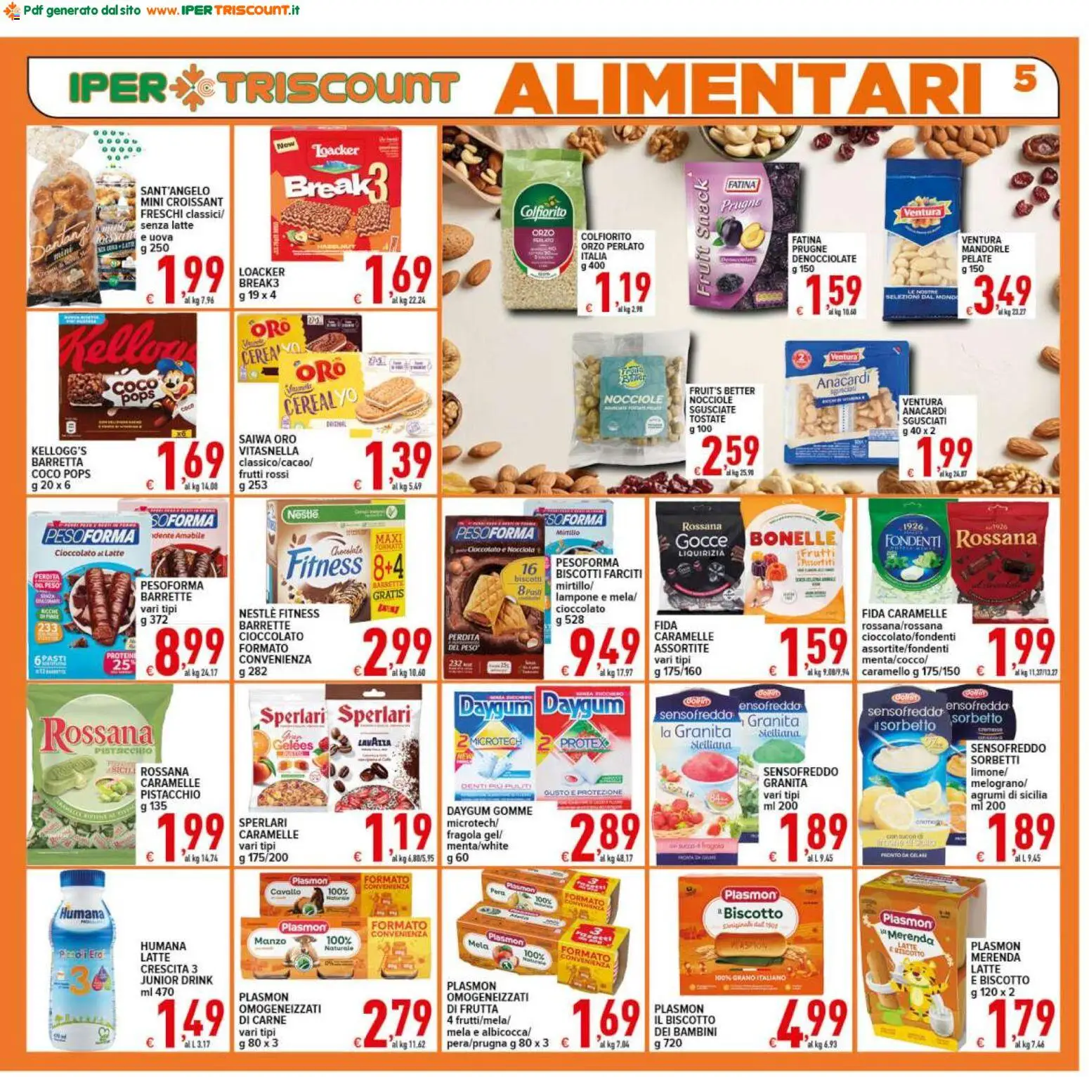 Volantino Ipertriscount del 22/07/2026 | Pagina: 5 | Prodotti: Uova, Cioccolato, Agrumi, Nocciole