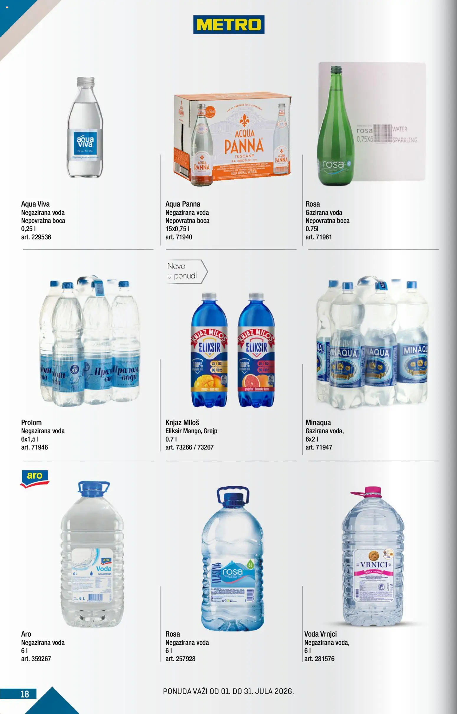 Metro katalog - važi od 01.07.2026 | Strana: 18 | Proizvode: Negazirana voda, Voda, Grejp