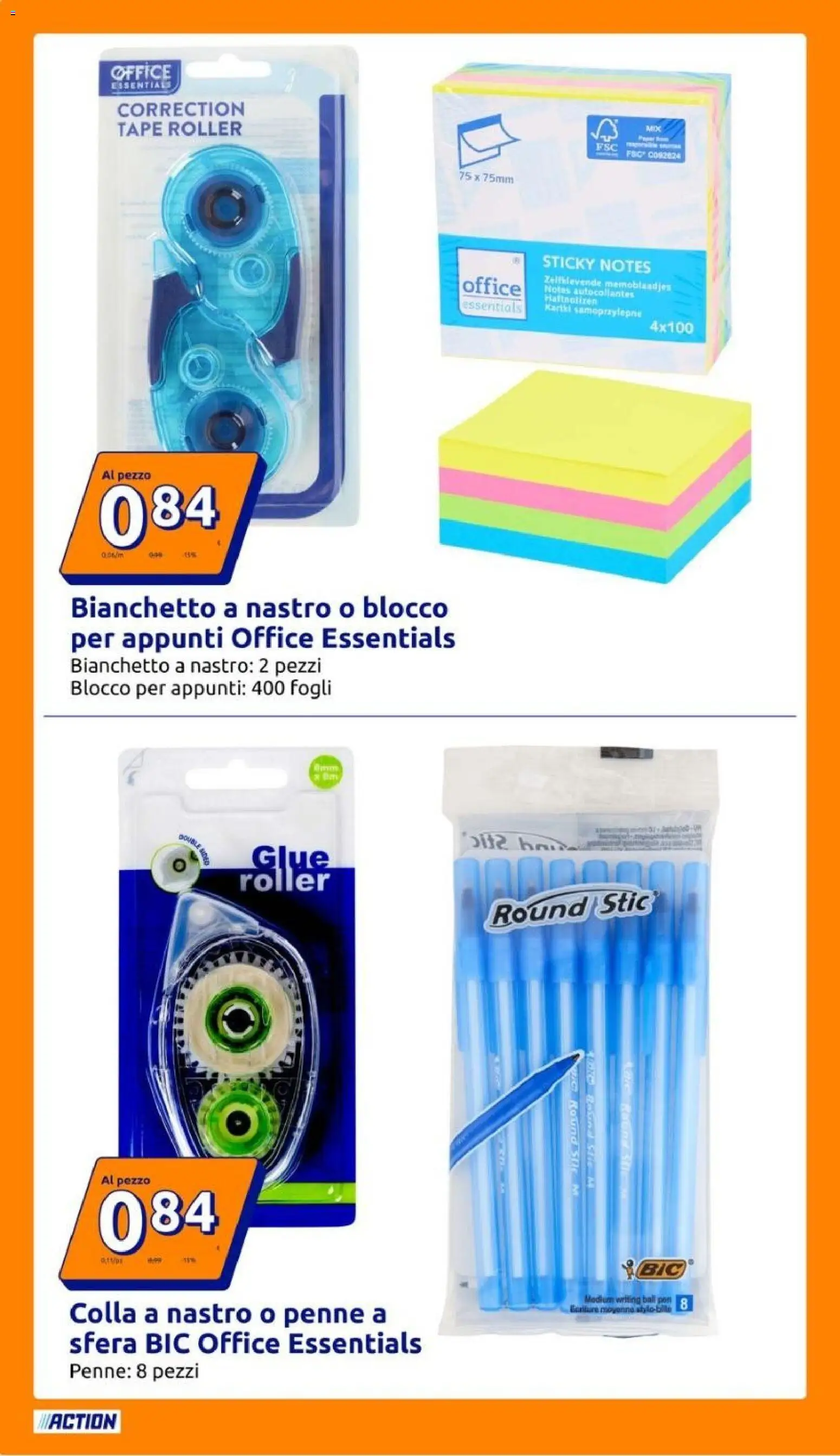 Volantino Action del 12/08/2026 | Pagina: 24 | Prodotti: Colla, Penne