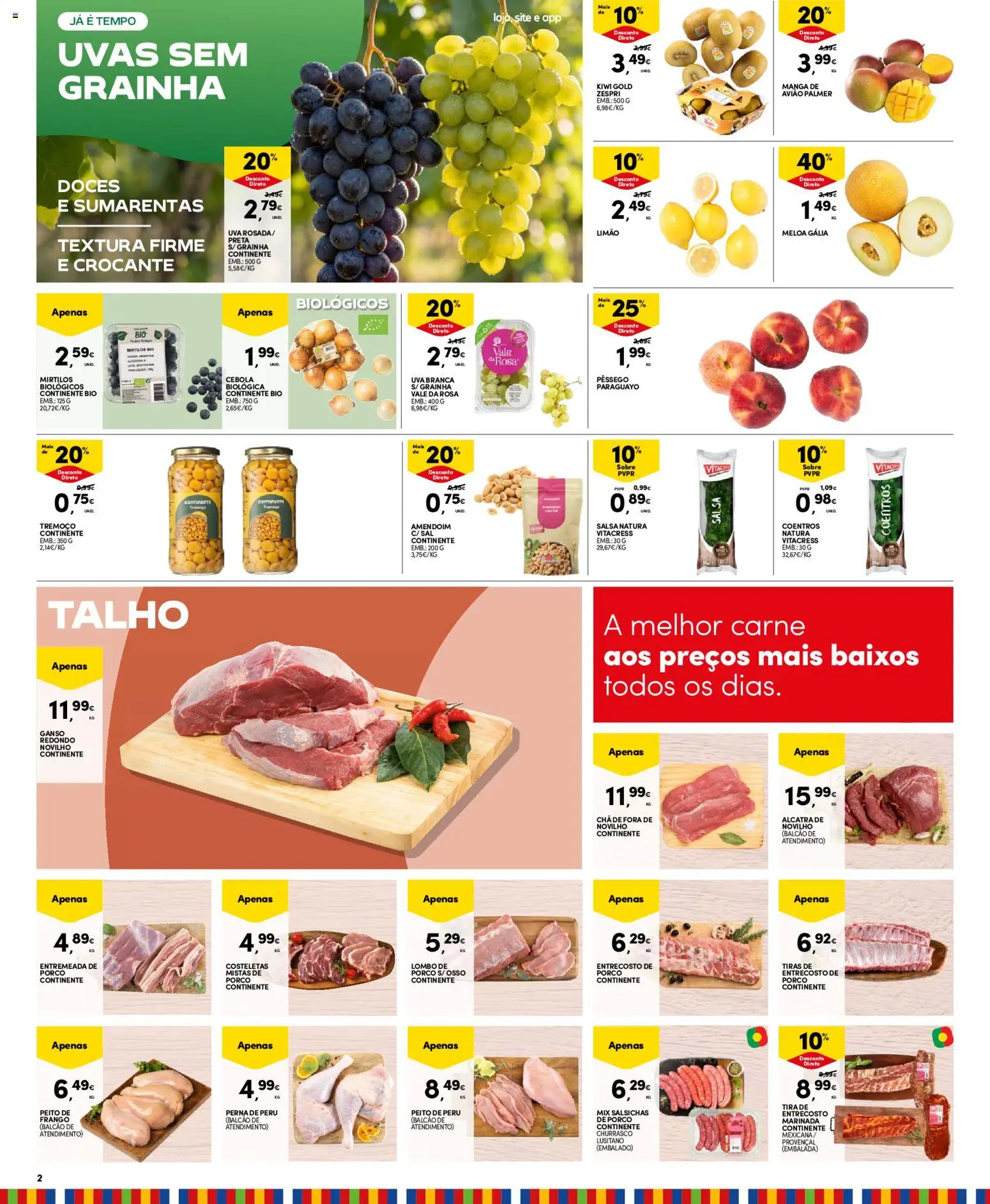 Continente Madeira │ válido de 11/08/2026 | Página: 2 | Produtos: Peito de peru, Doces, Salsichas, Uvas
