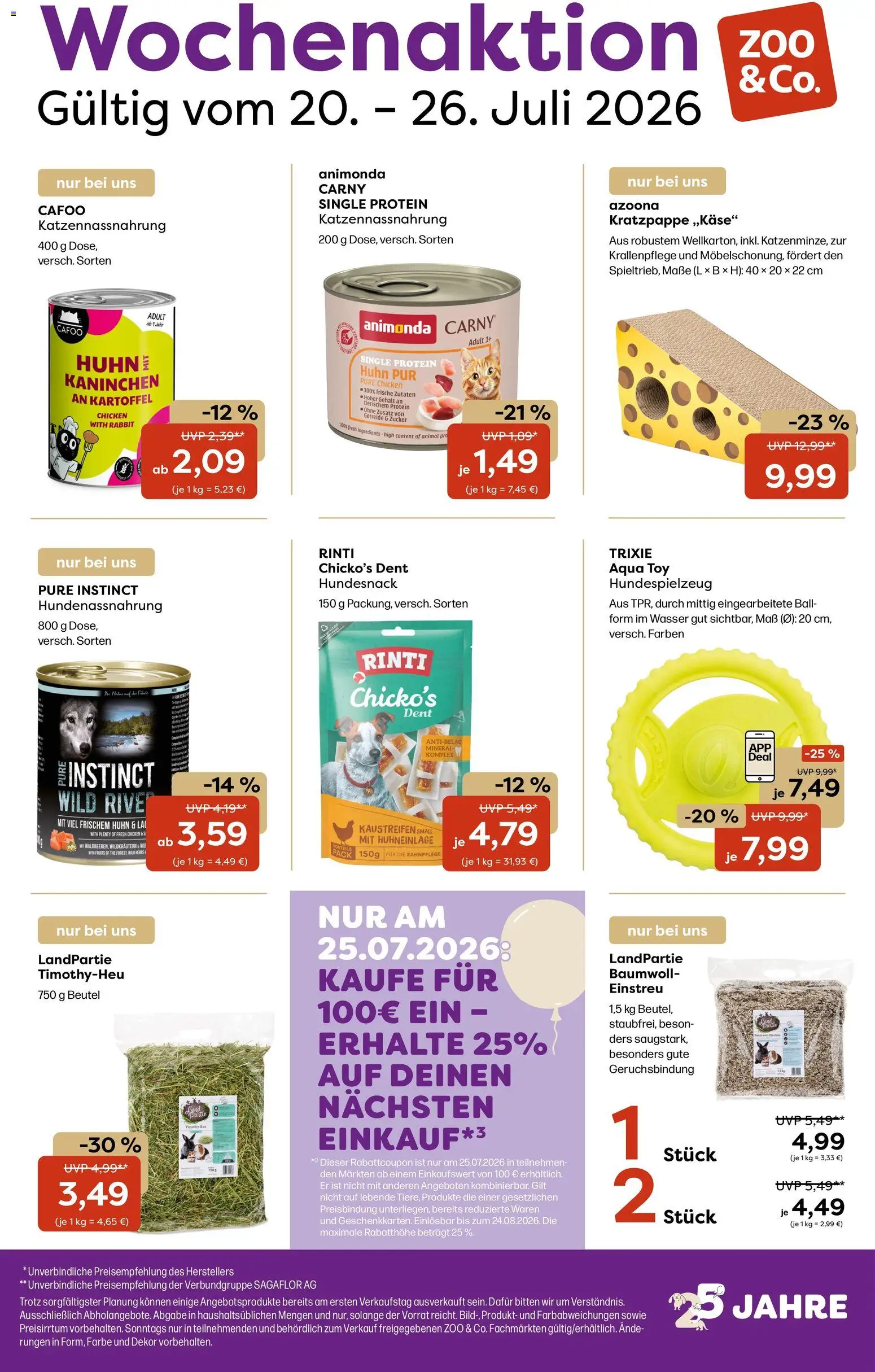 Zoo & co Prospekt – gültig ab 20.07.2026 | Seite: 1 | Produkte: Kaninchen, Wasser, Zucker, Getreide