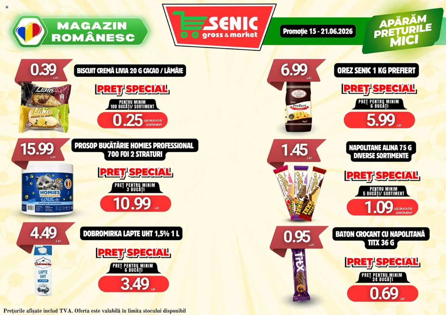 Noul catalog Senic – valabil de la 15.06.2026 | Pagină: 3 | Produse: Mici, Napolitane, Cremă, Cacao