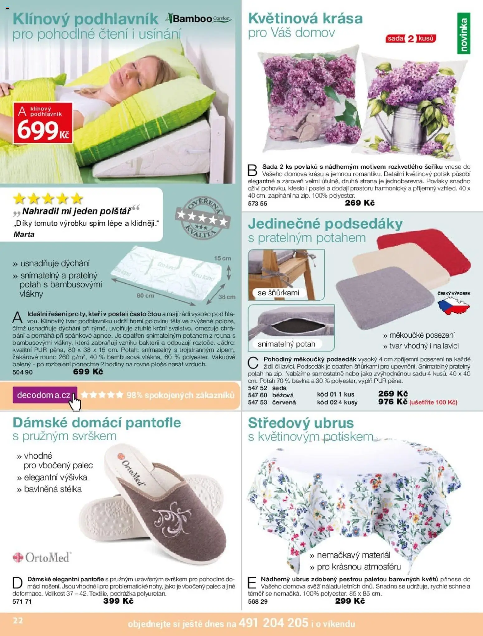 Decodoma katalog Jaro 2026 od 30.03.2026 | Strana: 22 | Produkty: Pantofle, Podsedák, Křeslo, Ubrus