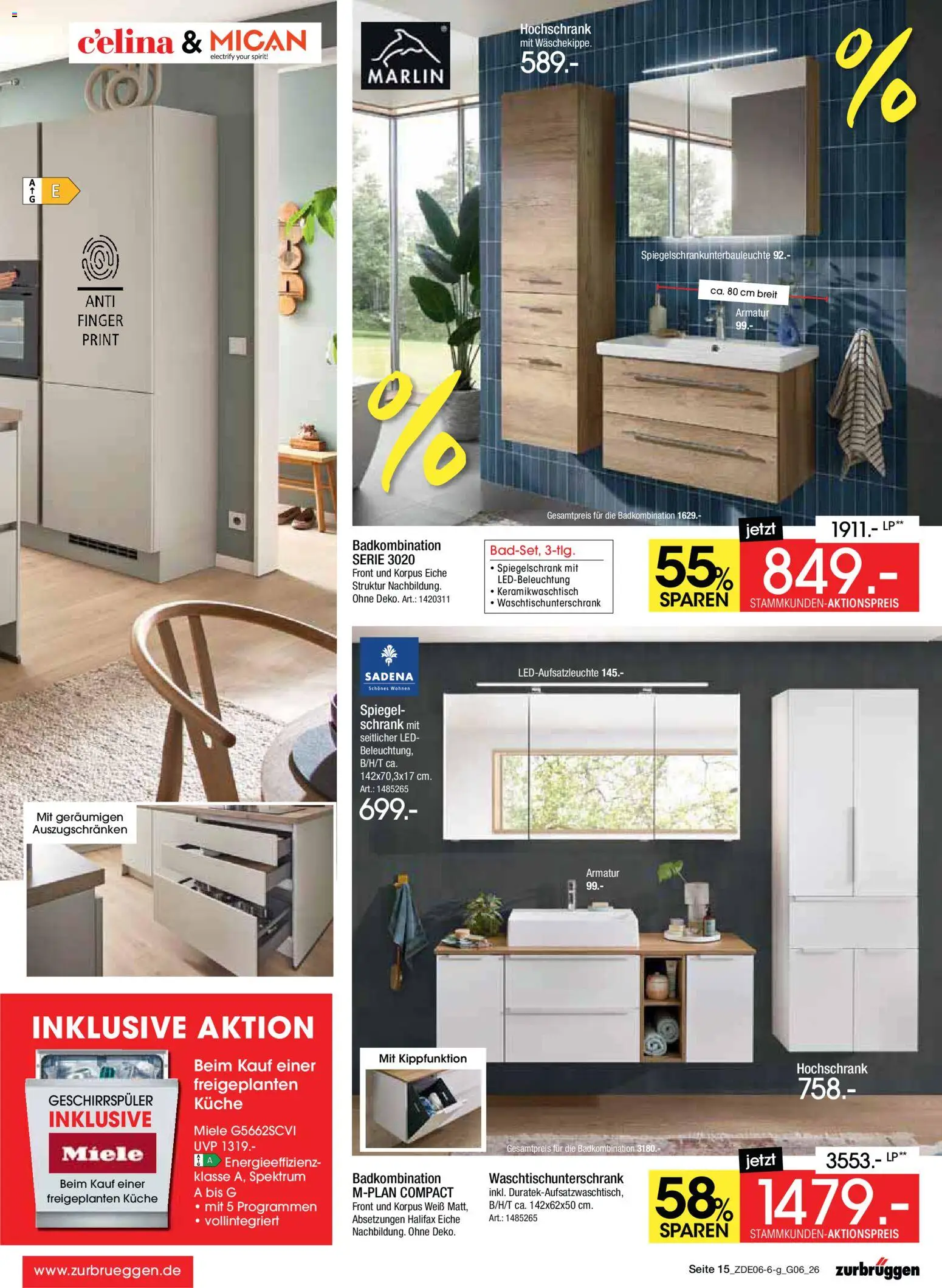 Zurbrüggen Mega Sparpreise – gültig ab 08.06.2026 | Seite: 39 | Produkte: Spiegel, Armatur, Spiegelschrank, Hochschrank