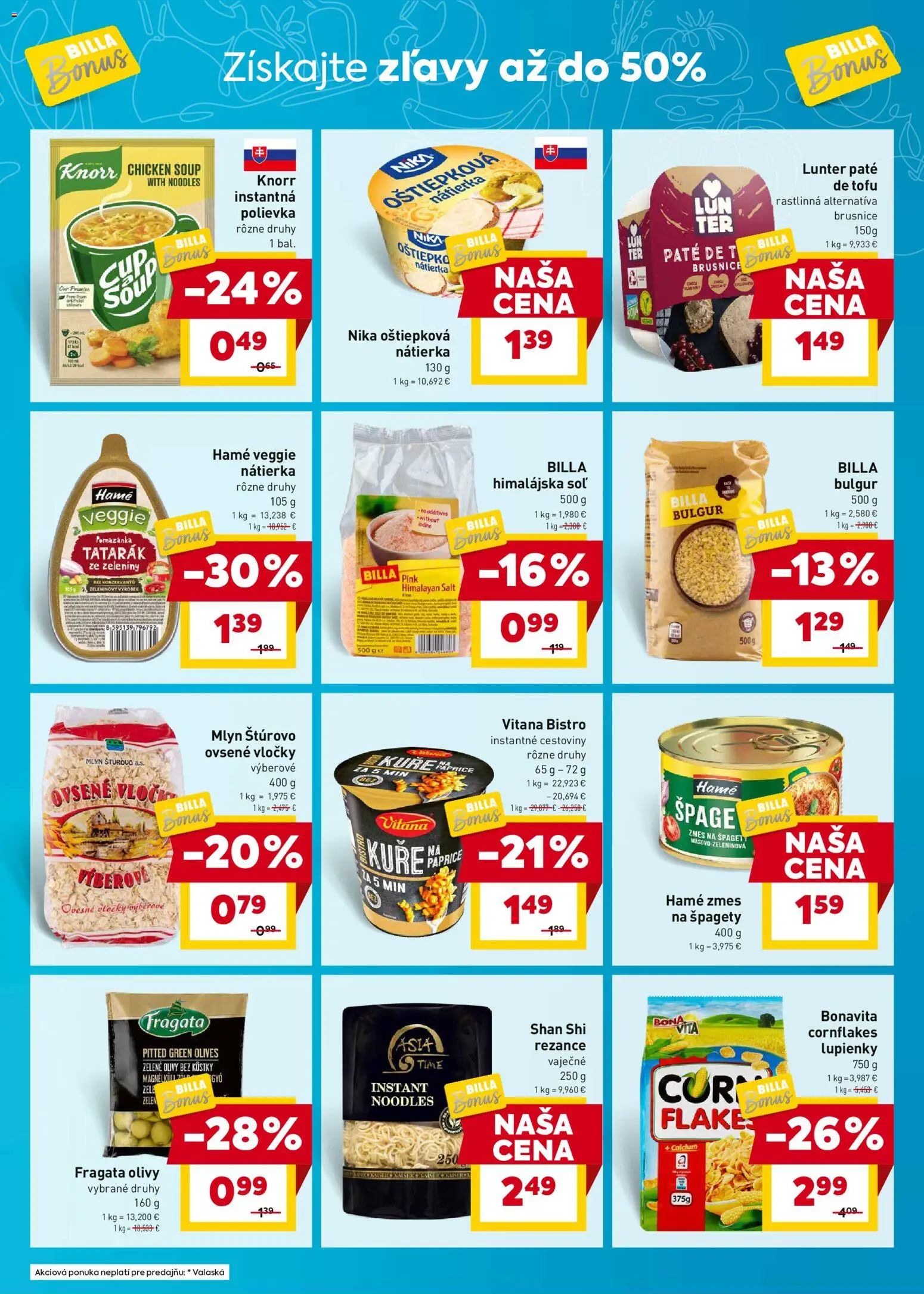 Nové Billa akcie – leták je platný od 07.04.2026 | Strana: 5 | Produkty: Cestoviny, Tofu, Rezance, Tatarák