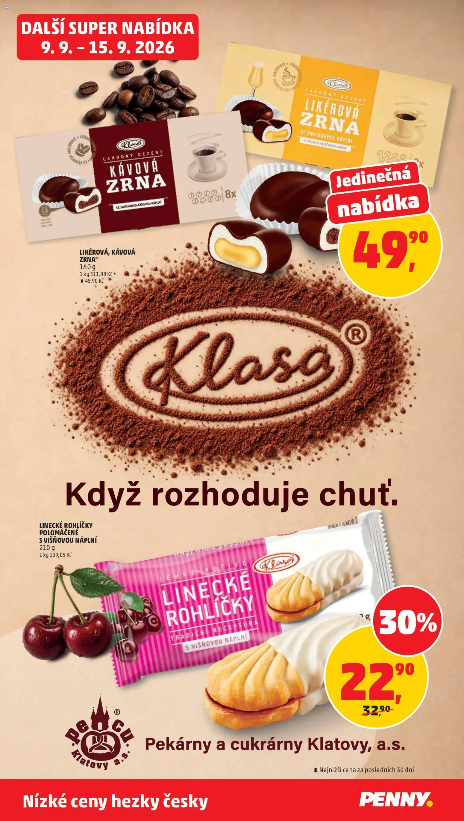 Penny Market leták od 09.09.2026 | Strana: 32 | Produkty: Pečivo, Linecké rohlíčky, Dezert