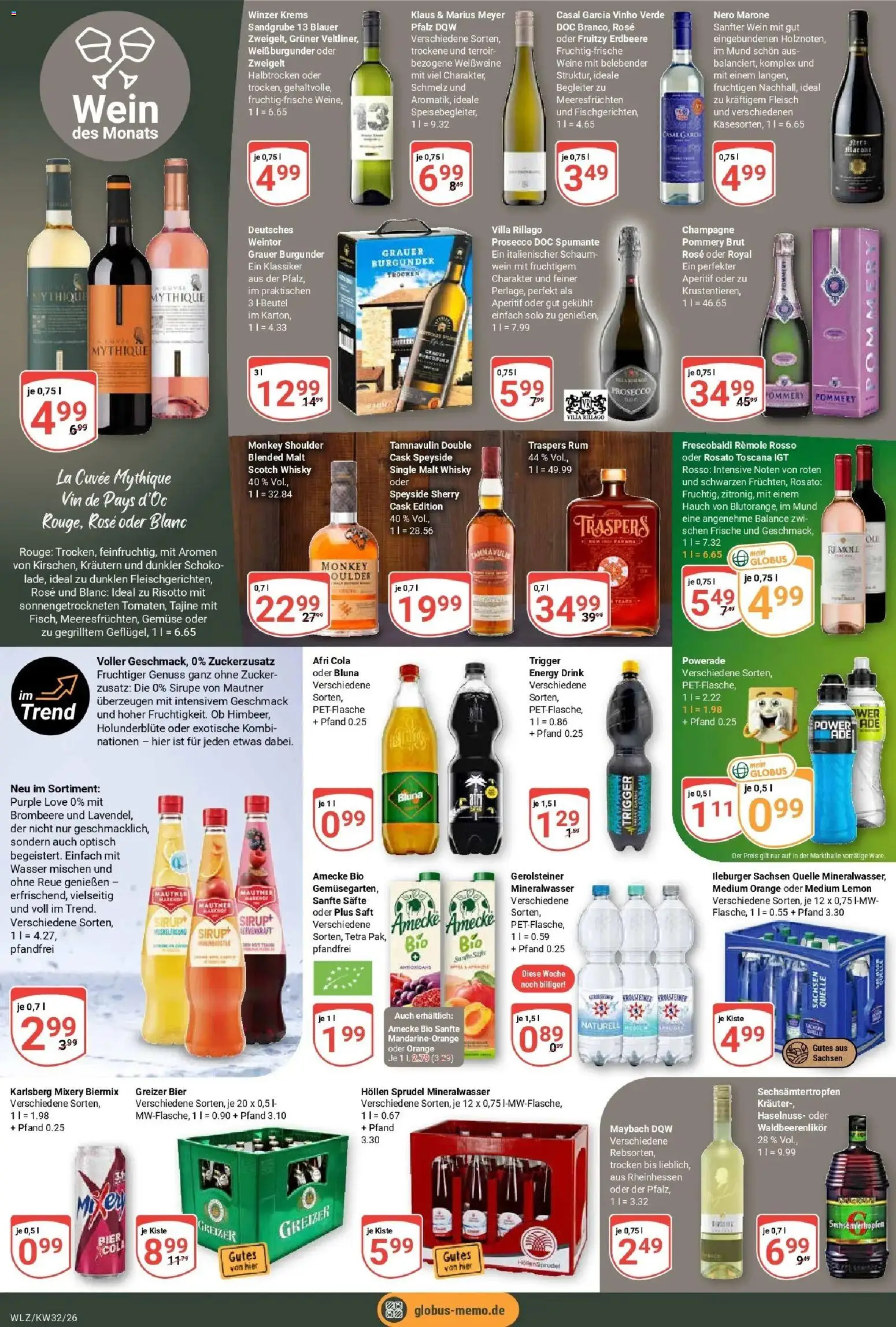 Globus Prospekt Weischlitz (ab 03.08.2026) » Angebote online | Seite: 18 | Produkte: Sirup, Prosecco, Mixery, Fleisch