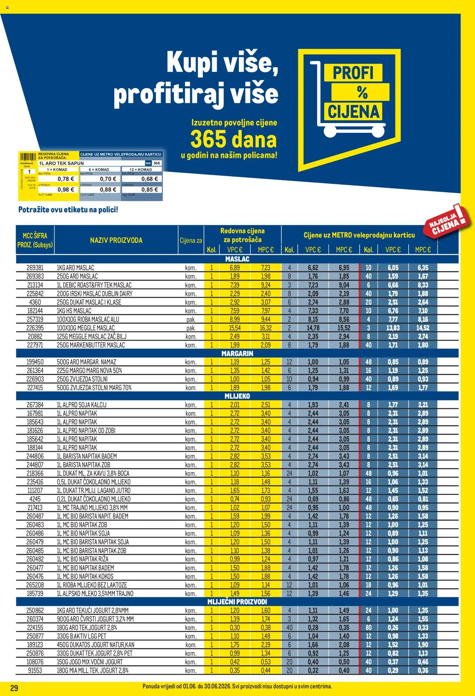Metro katalog | vrijedi od 01.06.2026 | Stranica: 29 | Proizvodi: Mlijeko, Sapun, Badem, Namaz