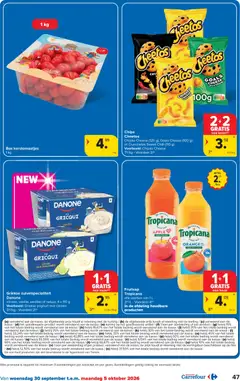 Chips Cheetos, Chipito Cheese (125 g), Goals Cheese (100 g) of Crunchetos Sweet Chilli (110 g) - Voorbeeld van een folder van Carrefour, geldig van 30/09/2026 | Pagina: 47