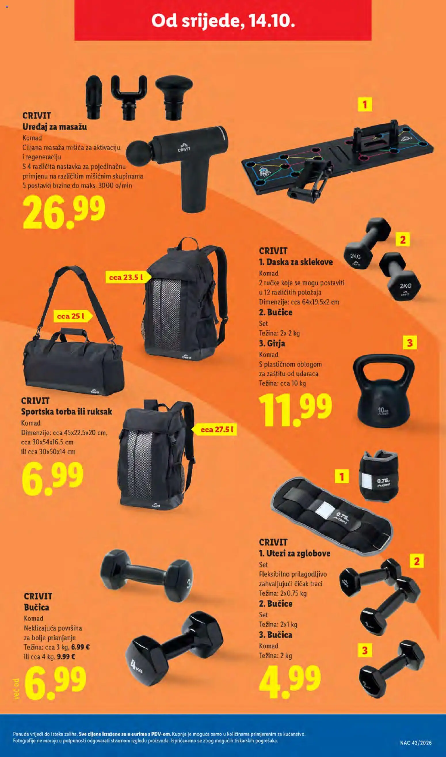 Lidl katalog | vrijedi od 12.10.2026 | Stranica: 51 | Proizvodi: Bučice, Ruksak, Torba