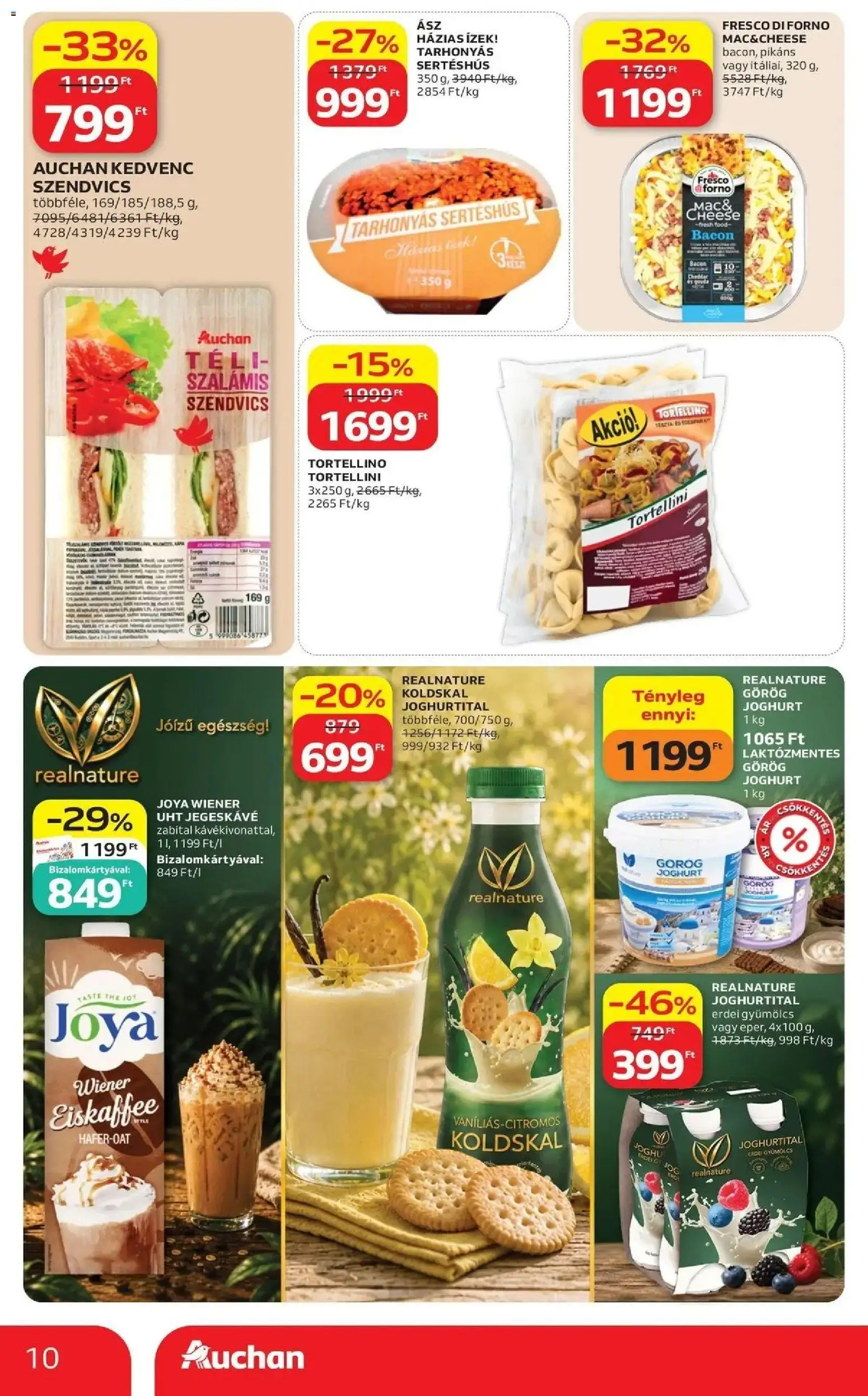 Auchan akciós újság Szolnok - 2026.08.20. -tól/töl > akció, lapozható szórólap 🛍️ | Oldal: 10 | Termékek: Joghurtital, Laktózmentes, Jegeskávé, Tortellini