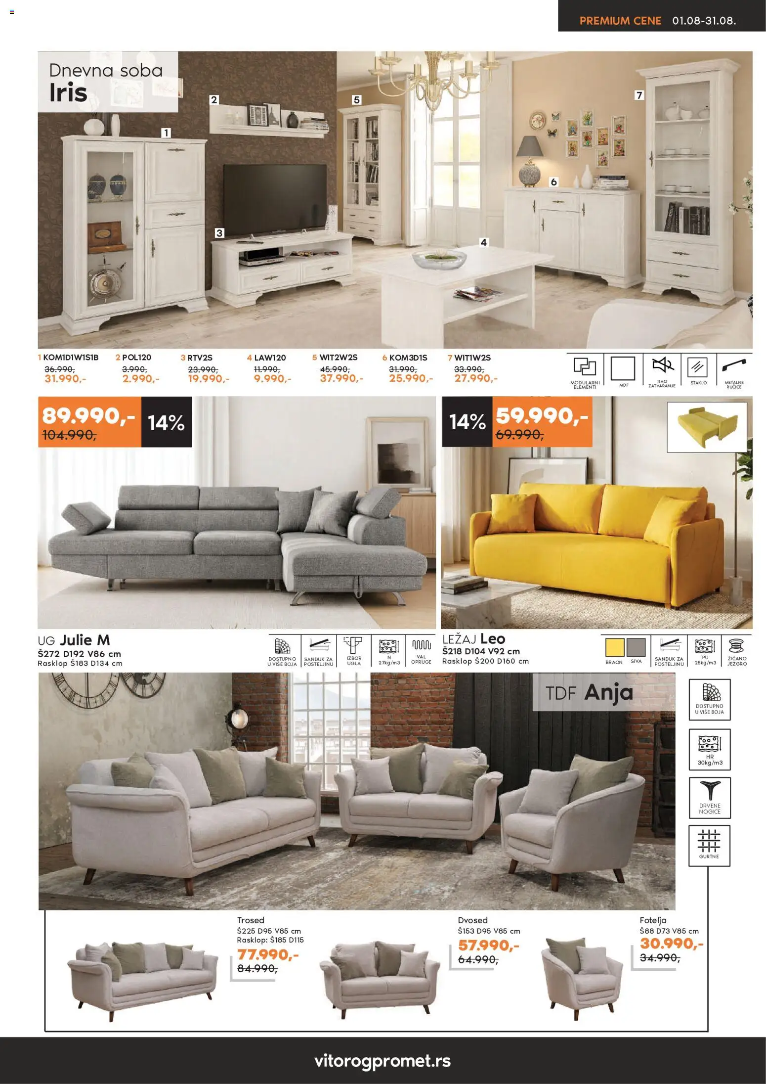 Vitorog katalog - važi od 01.08.2026 | Strana: 3 | Proizvode: Fotelja, Trosed, Dvosed