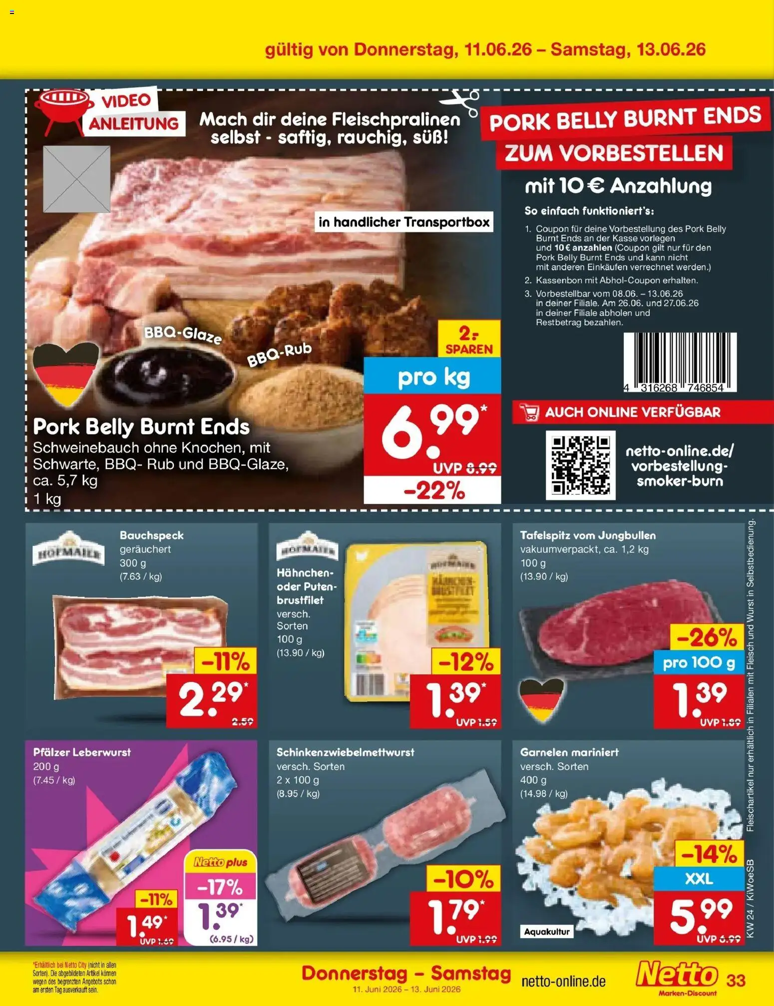 Netto Marken-Discount Prospekt Bad Friedrichshall – gültig ab 08.06.2026 | Seite: 51 | Produkte: Schweinebauch, Wurst, Fleisch, Video