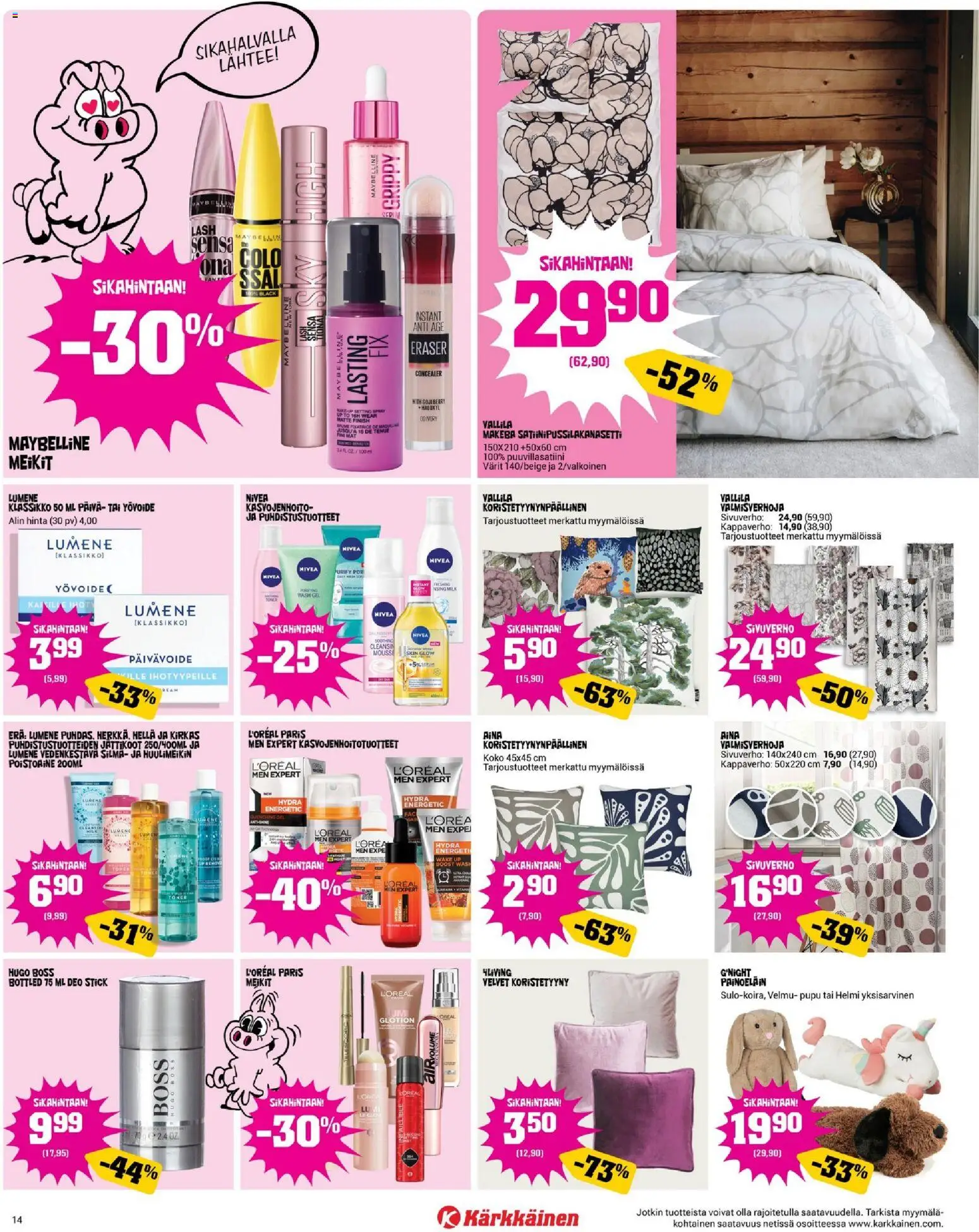 Kärkkäinen tarjoukset – voimassa 08.04.2026 alkaen | Sivu: 14 | Tuotteet: Hella, Mousse, Koristetyyny, Fanta