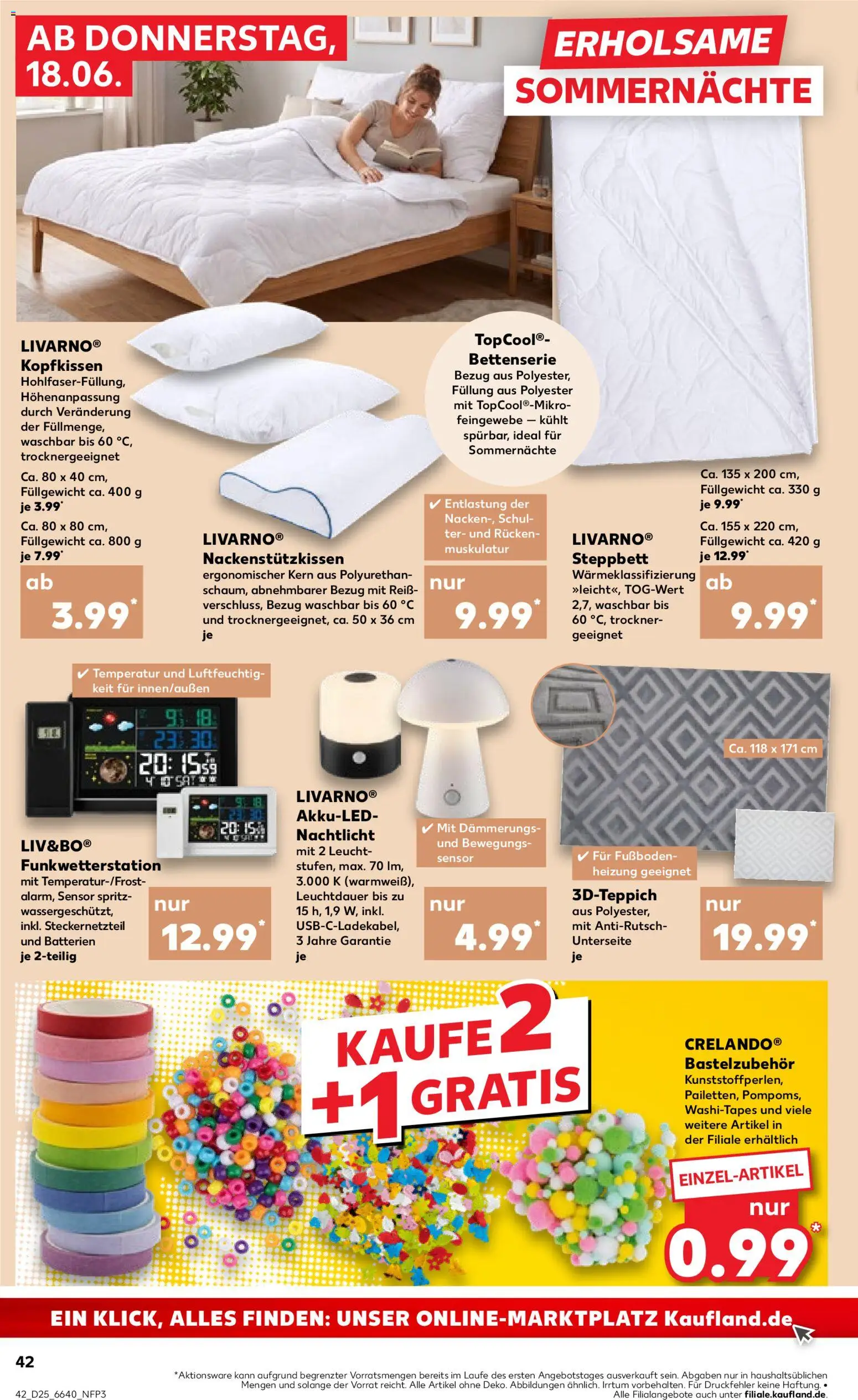 Kaufland Prospekt Speyer – gültig ab 18.06.2026 | Seite: 42 | Produkte: Trockner, Batterien, Kopfkissen, Nachtlicht