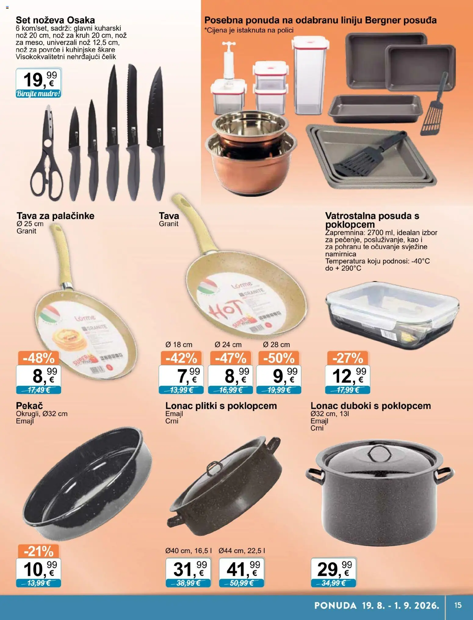 KTC katalog | vrijedi od 19.08.2026 | Stranica: 15 | Proizvodi: Nož, Povrće, Škare, Tava