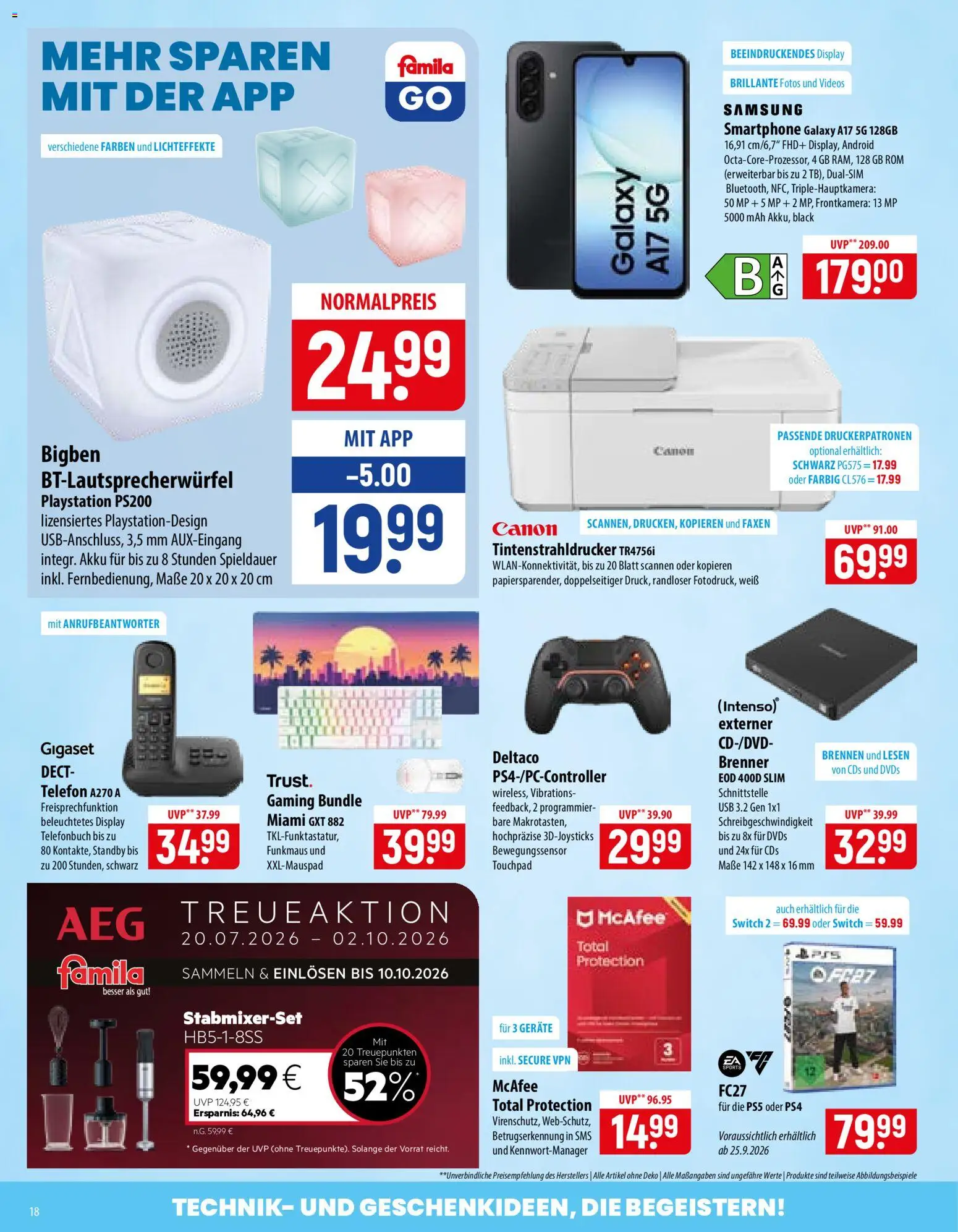 Famila Prospekt – gültig ab 21.09.2026 | Seite: 18 | Produkte: Playstation, USB, Telefon, Smartphone