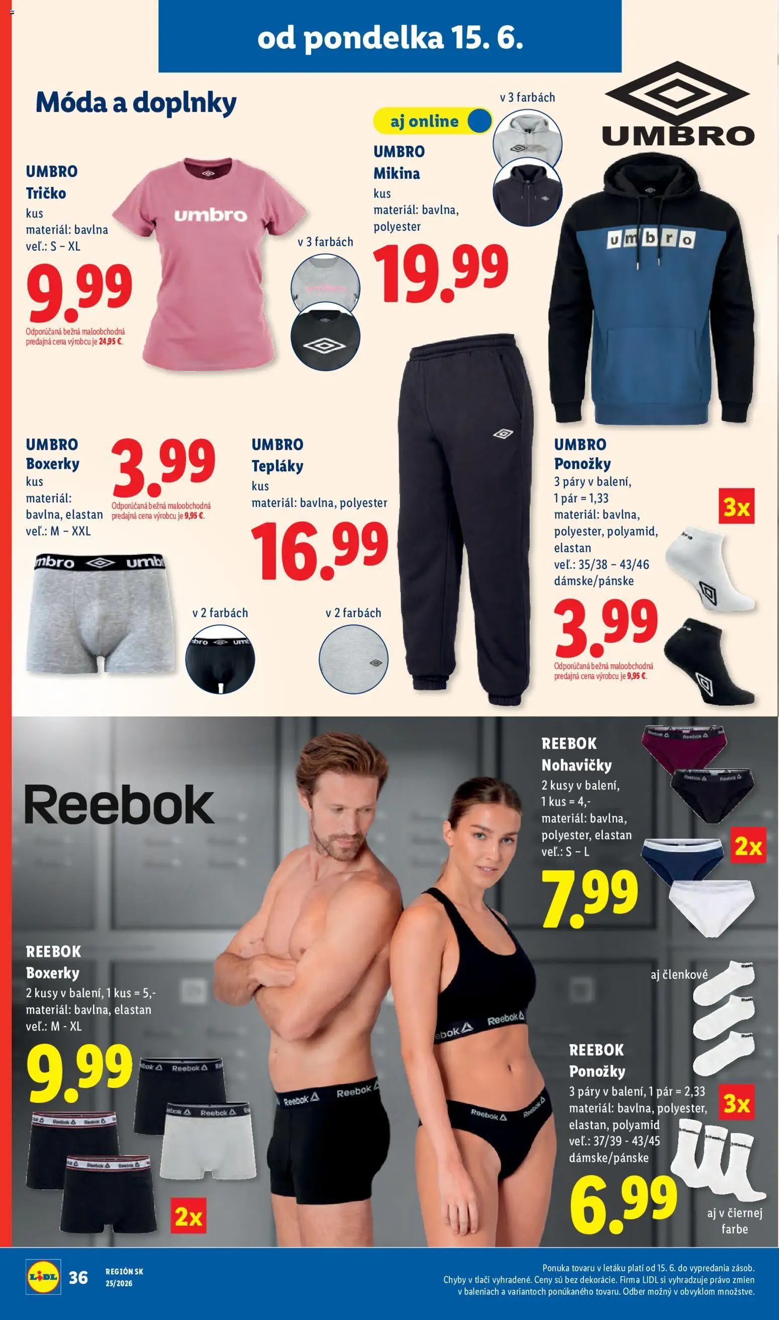 Nové Lidl akcie – leták je platný od 15.06.2026 | Strana: 52 | Produkty: Tričko, Nohavičky, Ponožky, Boxerky