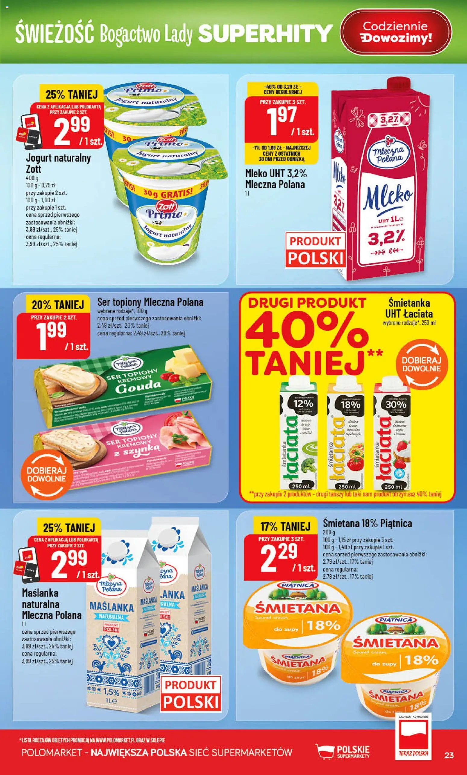 POLOmarket gazetka od 17.06.2026 | Strona: 23 | Produkty: Maślanka, Szynka, Jogurt, Śmietana