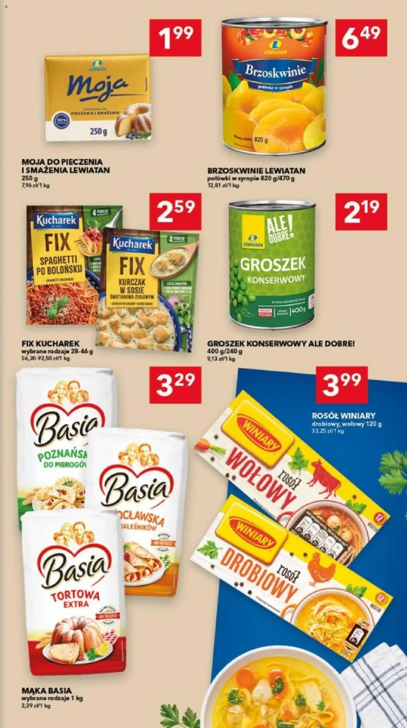 Lewiatan gazetka - Gdańsk od 22.10.2026 | Strona: 9 | Produkty: Groszek, Kurczak, Brzoskwinie, Mąka