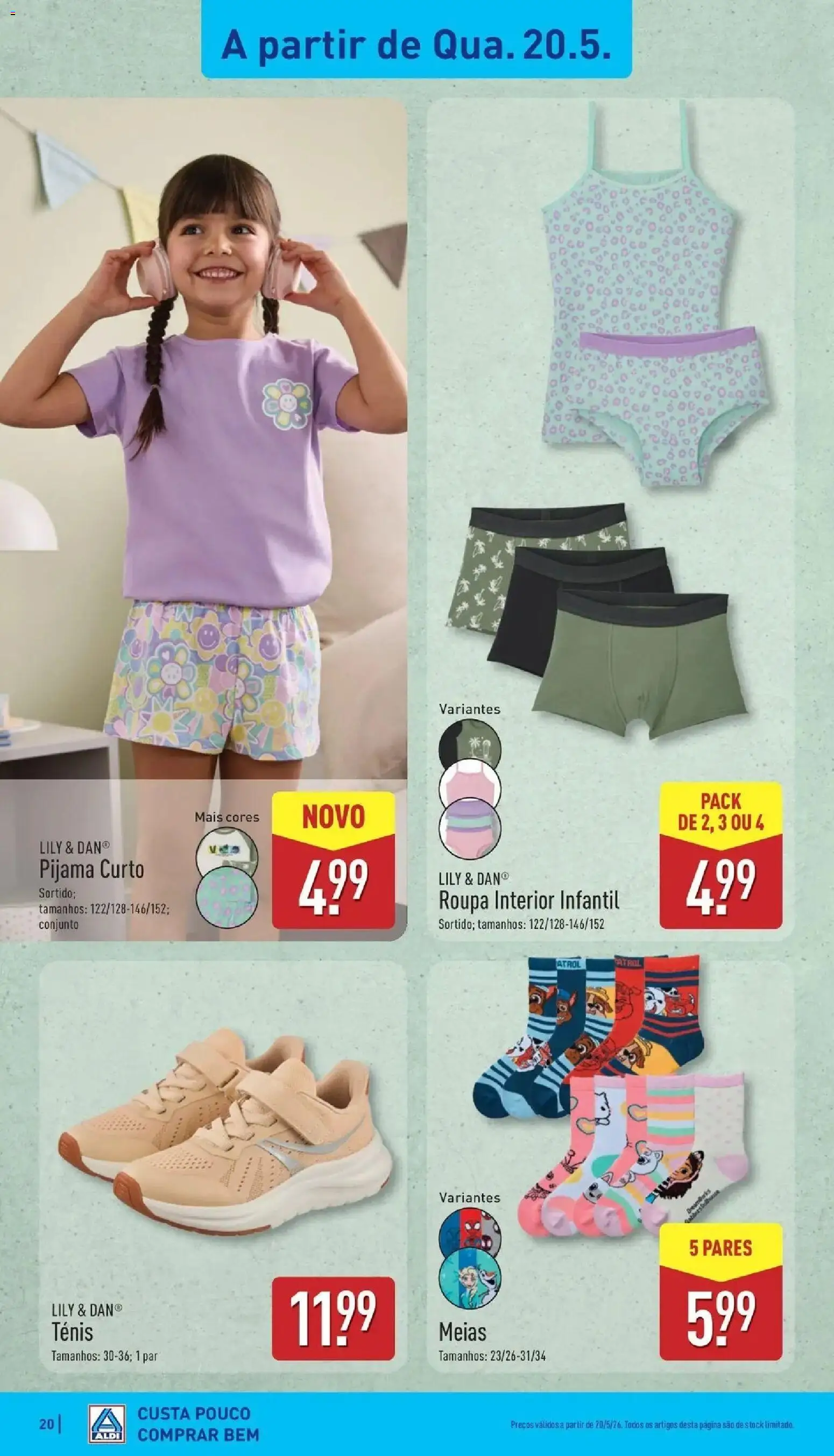 Aldi - Folheto Aldi │ válido de 18.05.2026 | Página: 20 | Produtos: Roupa interior, Meias