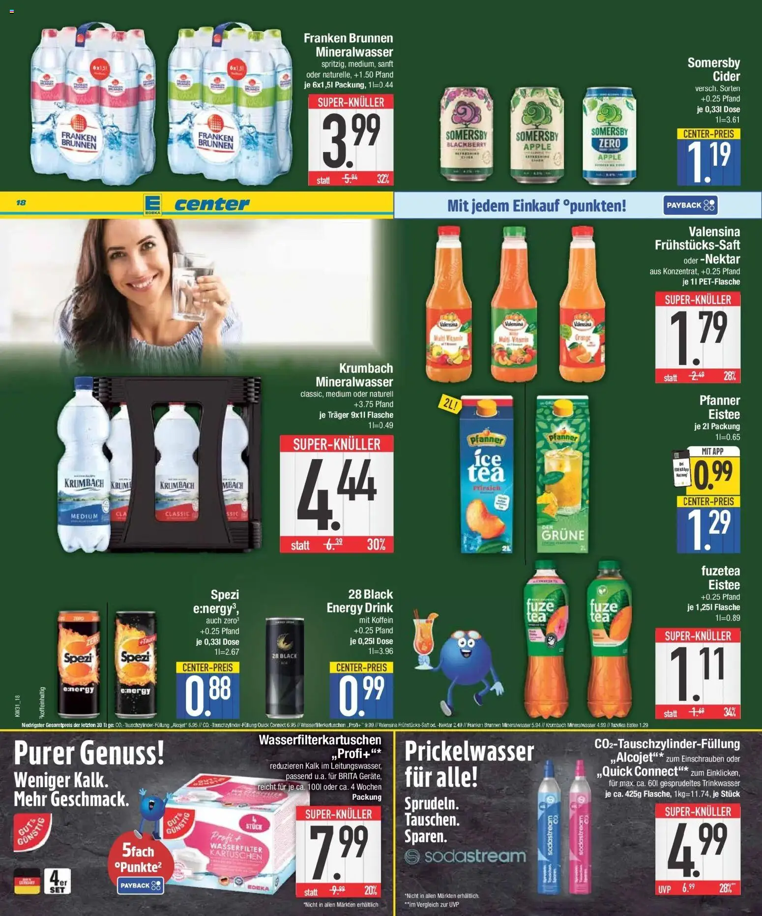 E center Prospekt Großmehring – gültig ab 27.07.2026 | Seite: 18 | Produkte: Energy, Apple, Valensina, Sodastream