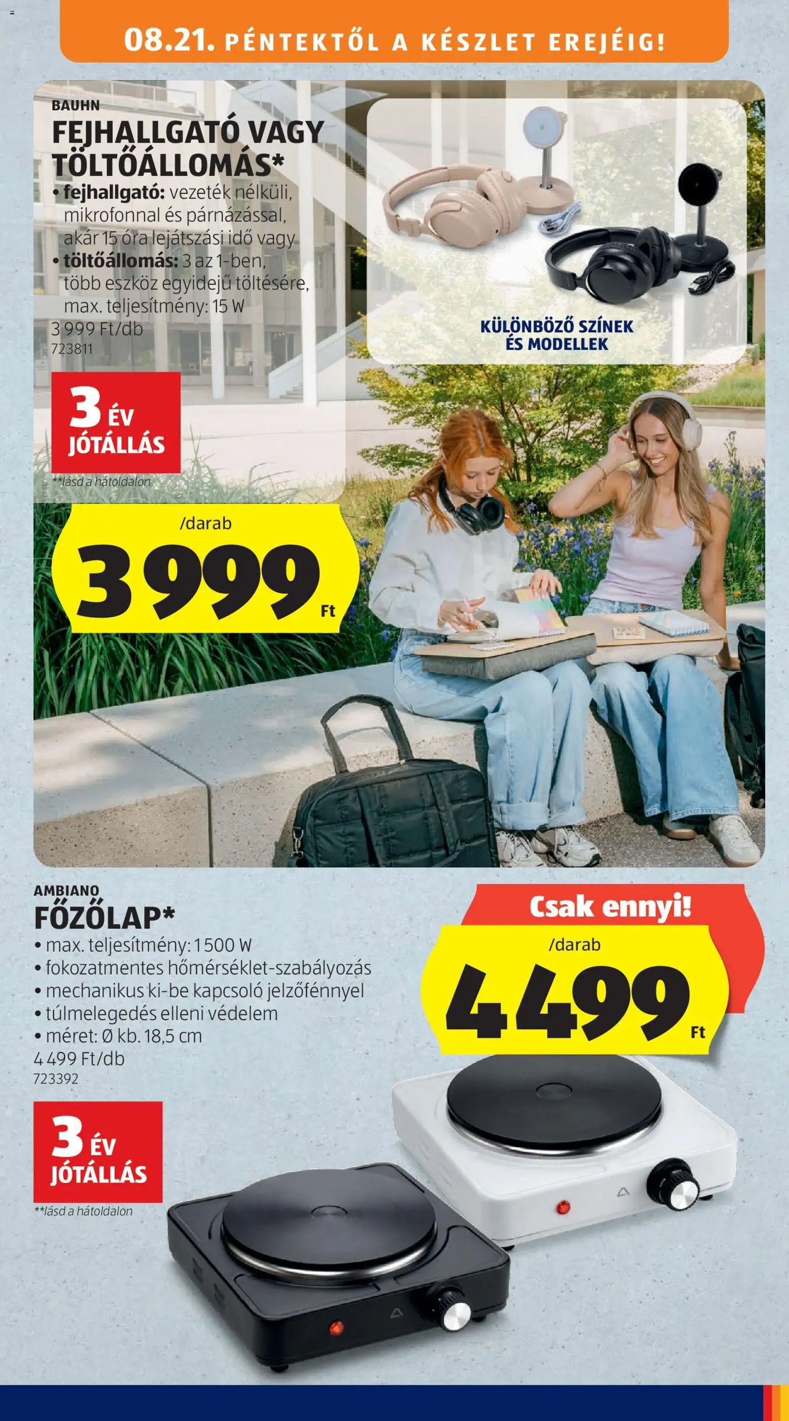 Aldi akciós ujság - amely érvényes a következő dátumtól: 2026.08.21. | Oldal: 33 | Termékek: Fejhallgató, Óra, Eszköz