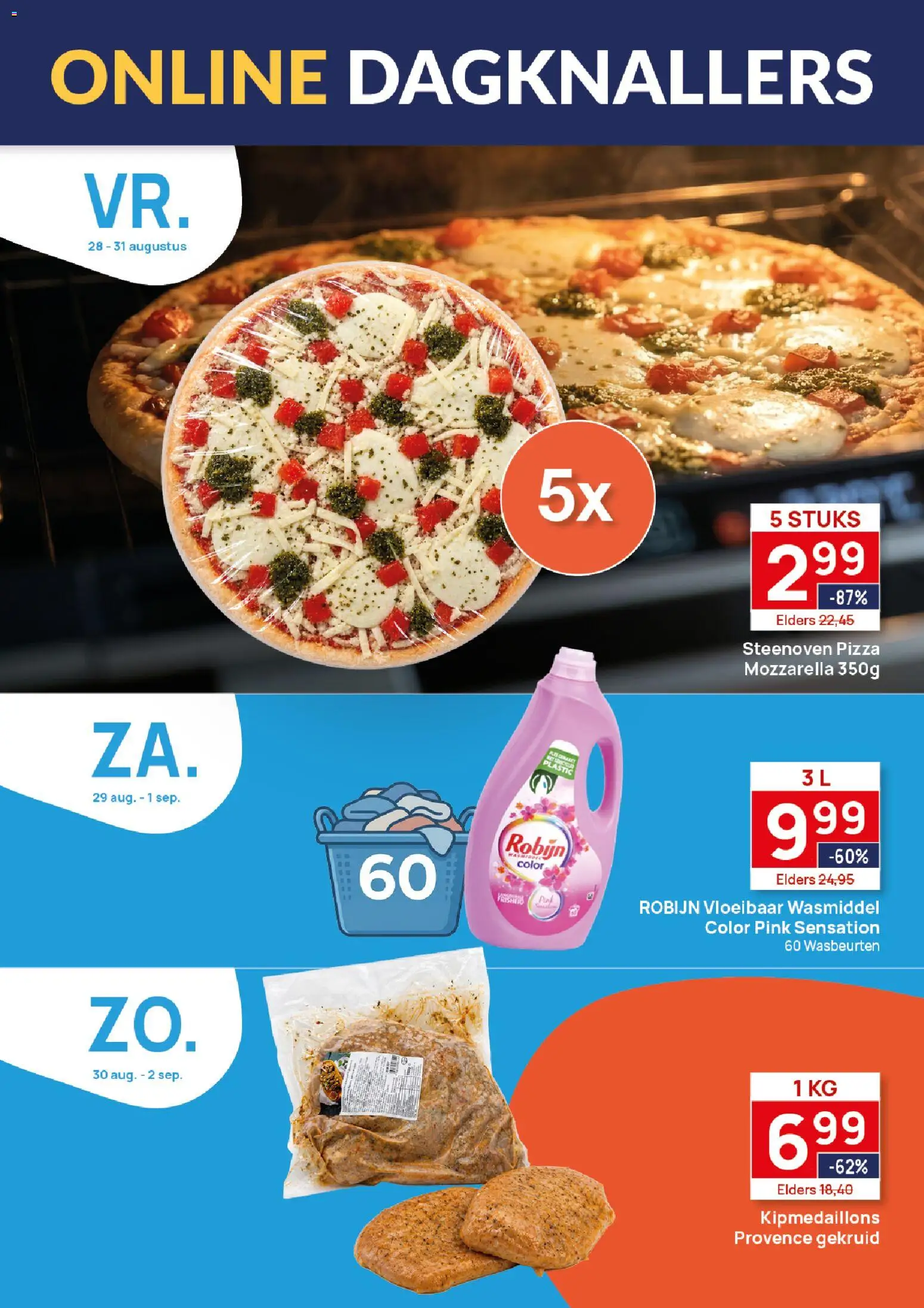 {H1} | Pagina: 3 | Producten: Wasmiddel, Pizza, Robijn, Mozzarella
