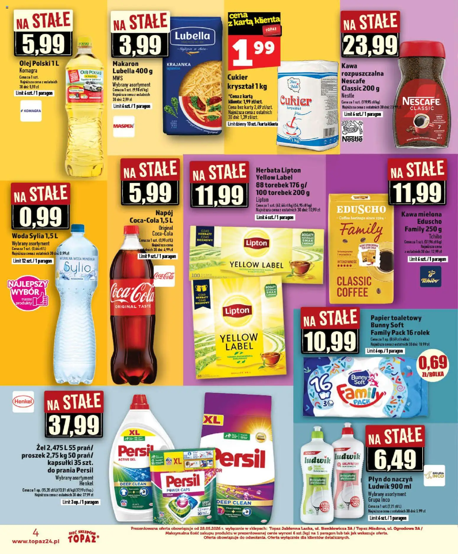 Topaz gazetka - Ceny małe na stałe od 03.06.2026 | Strona: 4 | Produkty: Persil, Herbata lipton, Herbata, Woda