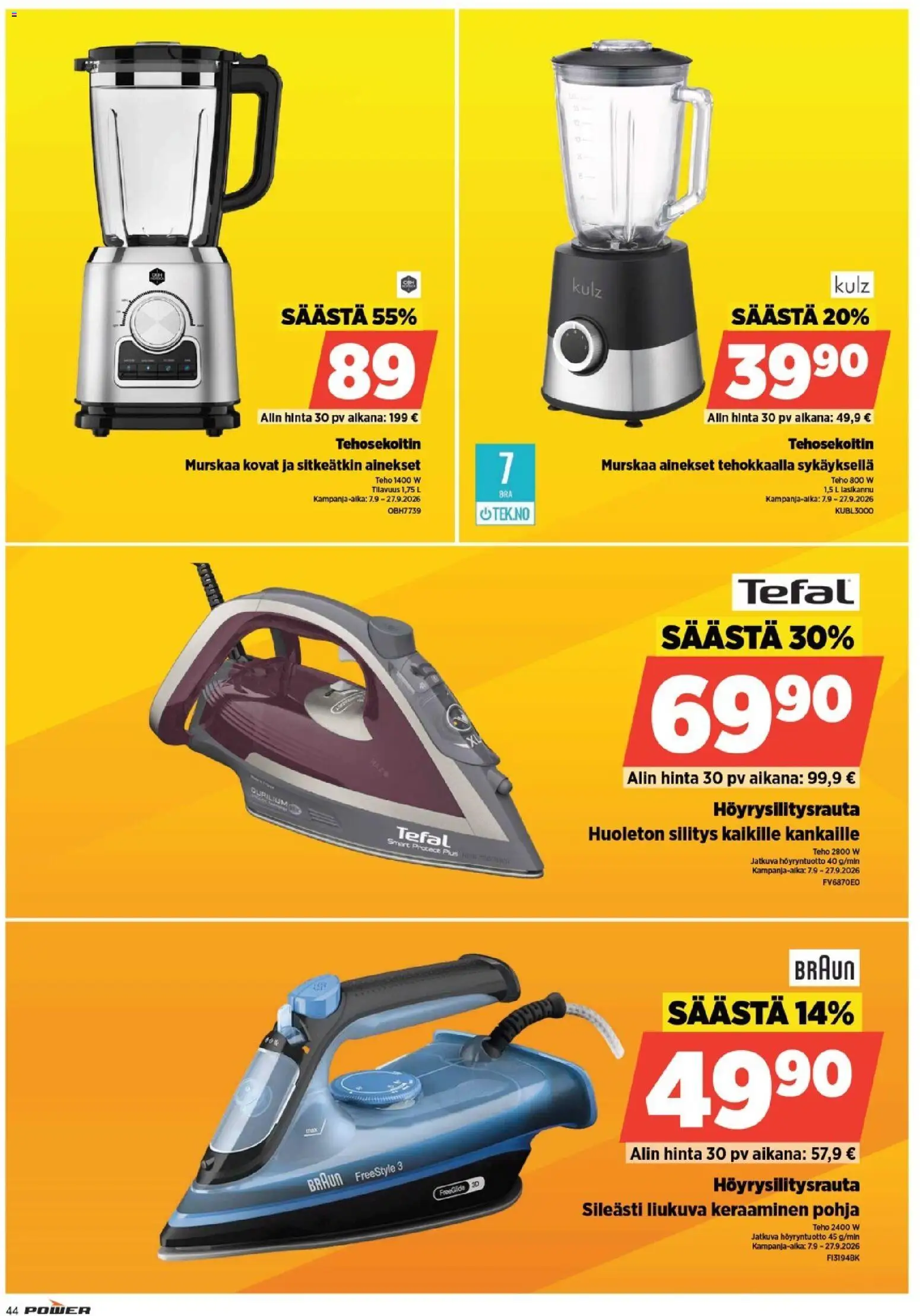 Power tarjoukset – voimassa 21/09/2026 alkaen | Sivu: 44 | Tuotteet: Tehosekoitin