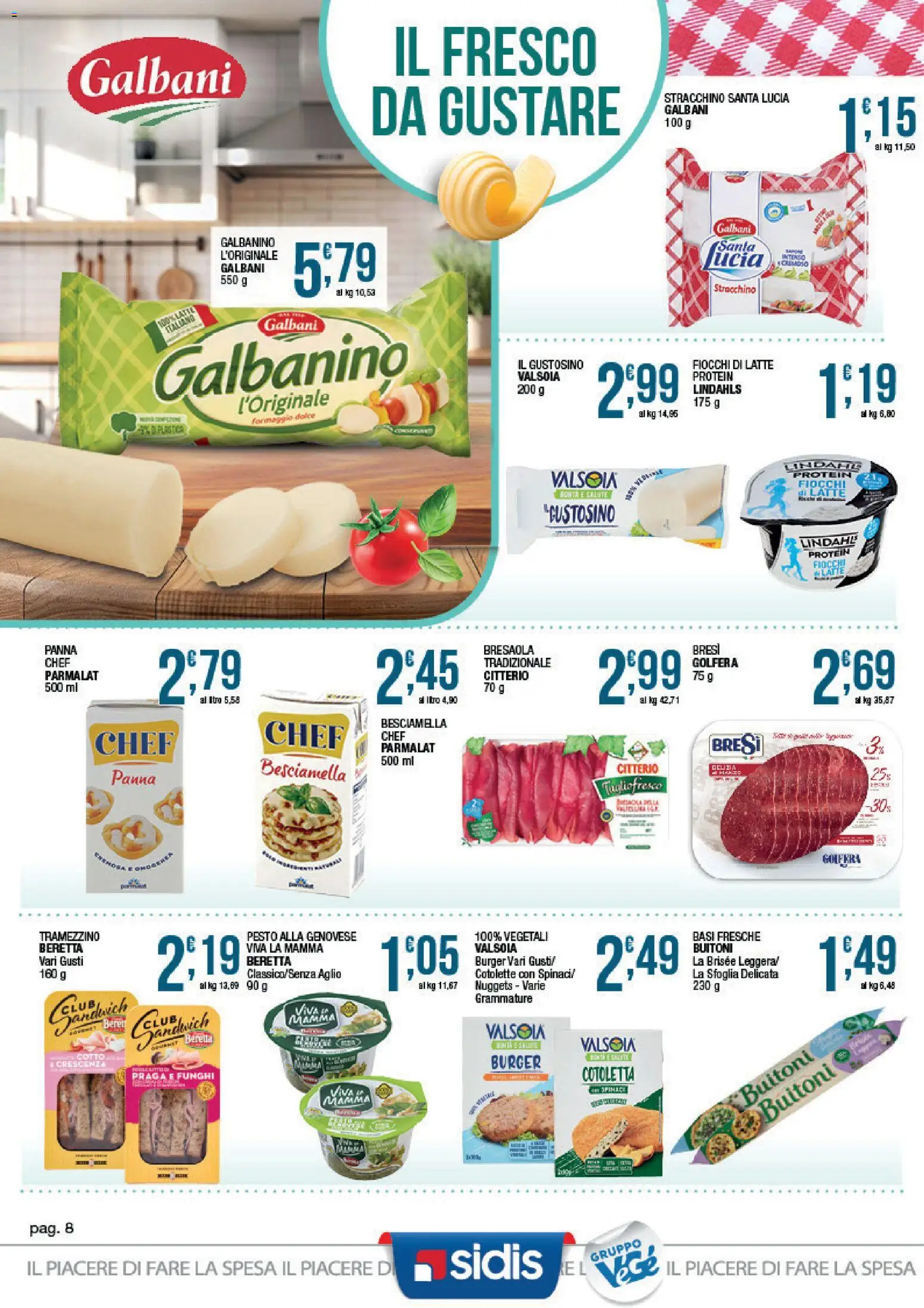 Volantino Sidis del 24/08/2026 | Pagina: 8 | Prodotti: Panna, Nuggets, Formaggio, Aglio