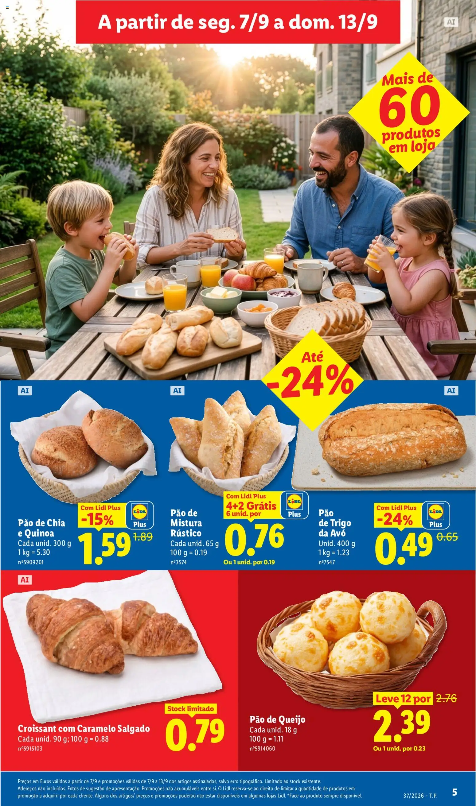 Lidl Promoções Semanais │ válido de 07/09/2026 | Página: 7 | Produtos: Croissant, Quinoa, Queijo, Pão