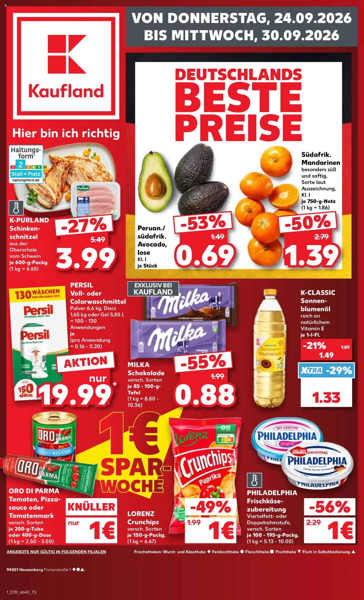 Kaufland Prospekt – gültig ab 24.09.2026 | Seite: 1 | Produkte: Oro di parma, Fisch, Paprika, Frischkase