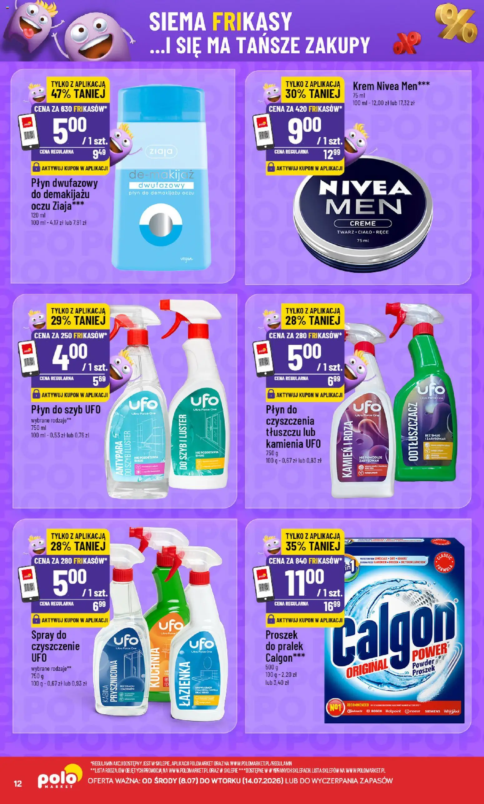 POLOmarket gazetka - Frikasowe Hity od 08.07.2026 | Strona: 12 | Produkty: Calgon, Płyn do demakijażu, Płyn do demakijażu oczu, Krem
