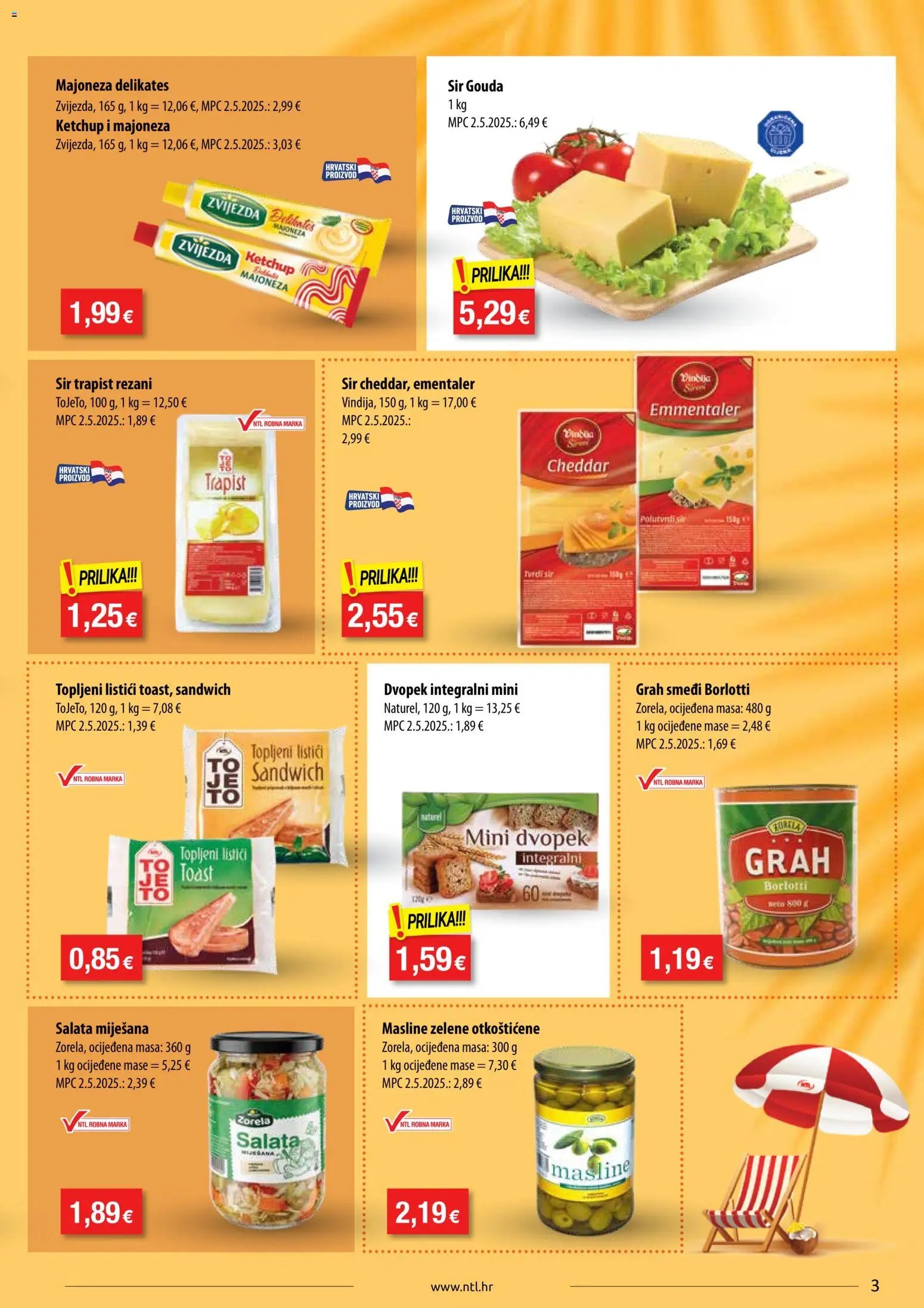 NTL katalog | vrijedi od 24.06.2026 | Stranica: 3 | Proizvodi: Grah, Masline, Dvopek, Majoneza