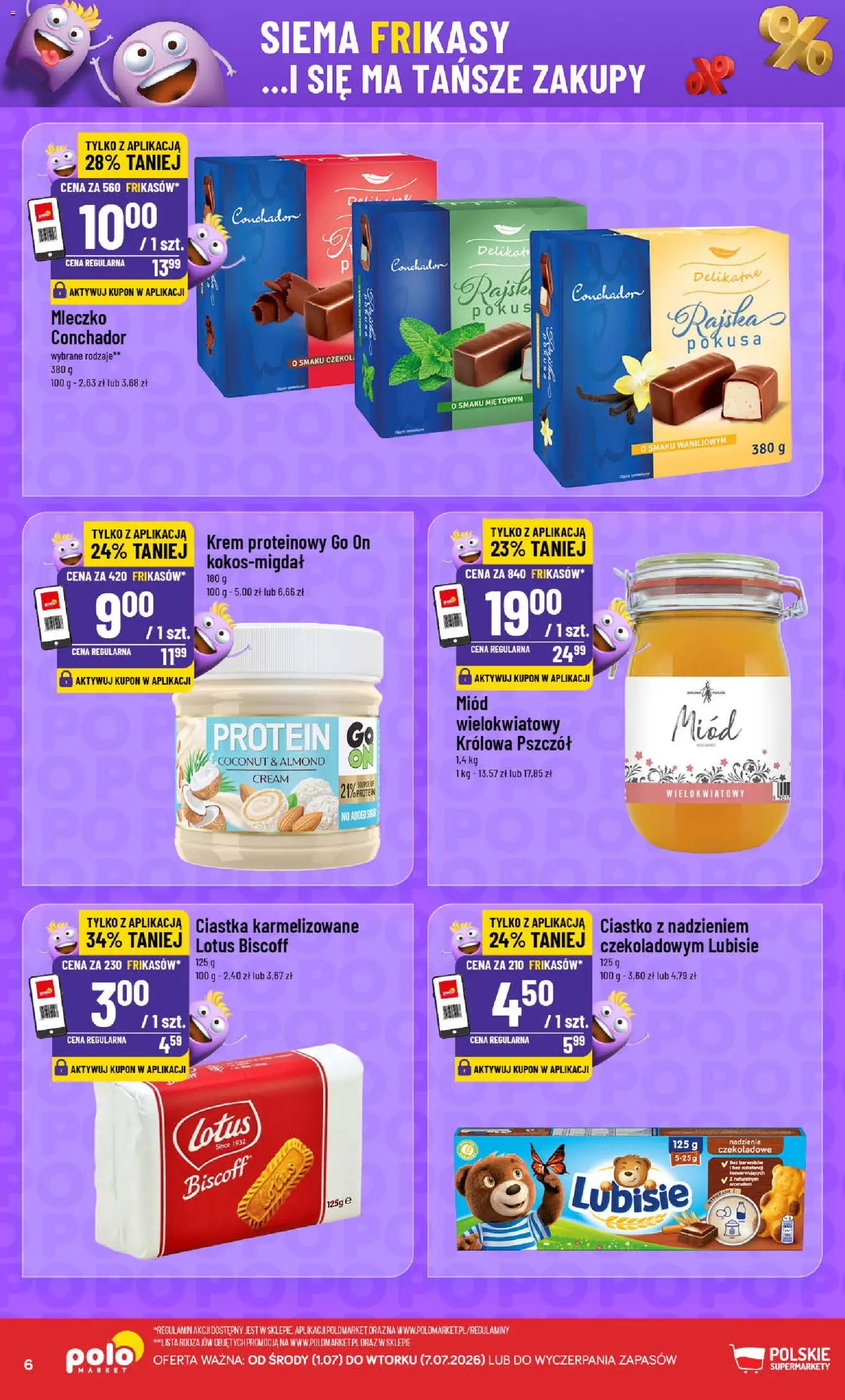 POLOmarket gazetka - Frikasowe Hity od 01.07.2026 | Strona: 6 | Produkty: Miód, Ciastka, Krem