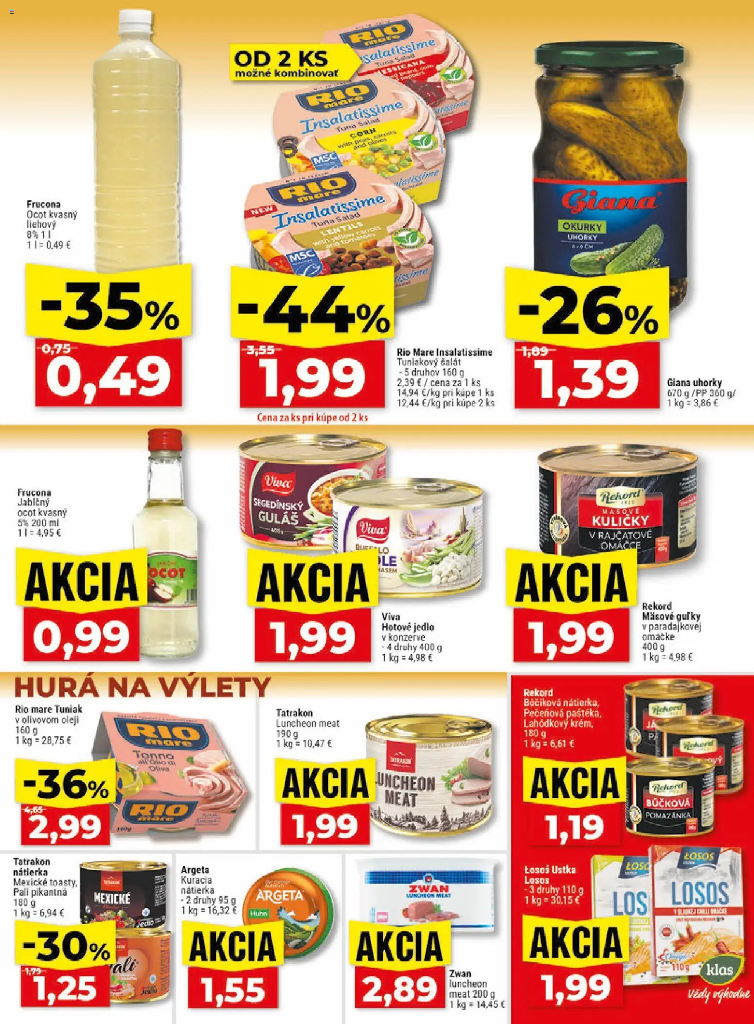Nové Klas akcie – leták je platný od 15.06.2026 | Strana: 16 | Produkty: Tuniak, Rio Mare, Losos, Šalát
