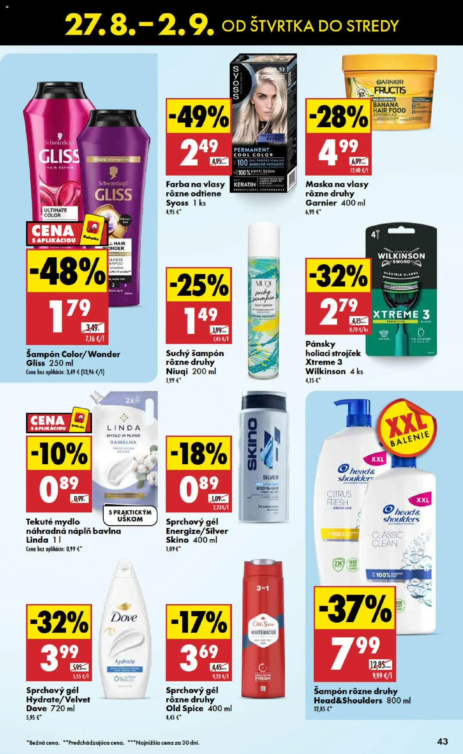 Nové Biedronka akcie – leták je platný od 27.08.2026 | Strana: 43 | Produkty: Strojček, Holiaci strojček, Old Spice, Šampón