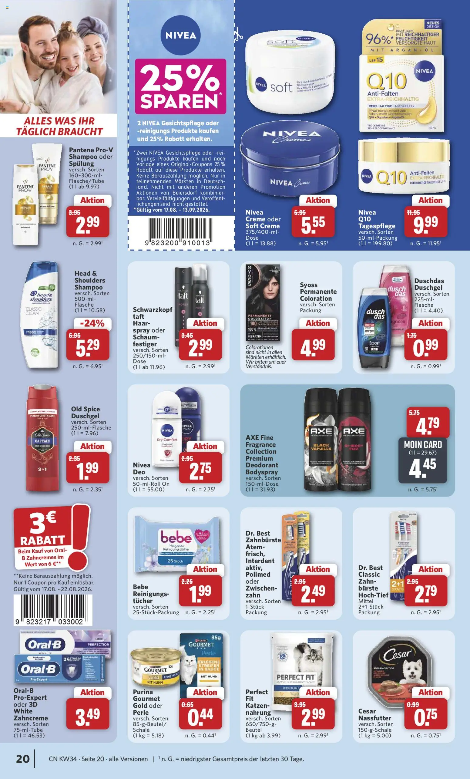 Combi Prospekt – gültig ab 17.08.2026 | Seite: 22 | Produkte: Spülung, Zahnbürste, Duschdas, Reinigungstücher