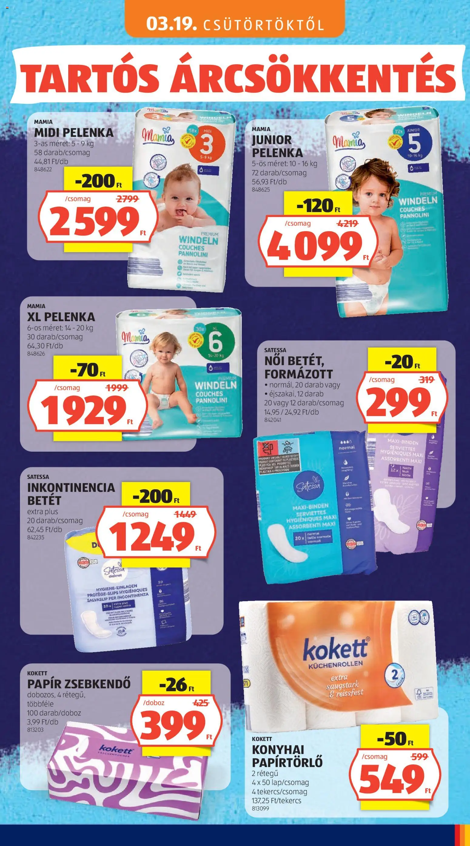 Aldi akciós ujság - amely érvényes a következő dátumtól: 03.05.2026 | Oldal: 73 | Termékek: Papírtörlő, Pelenka