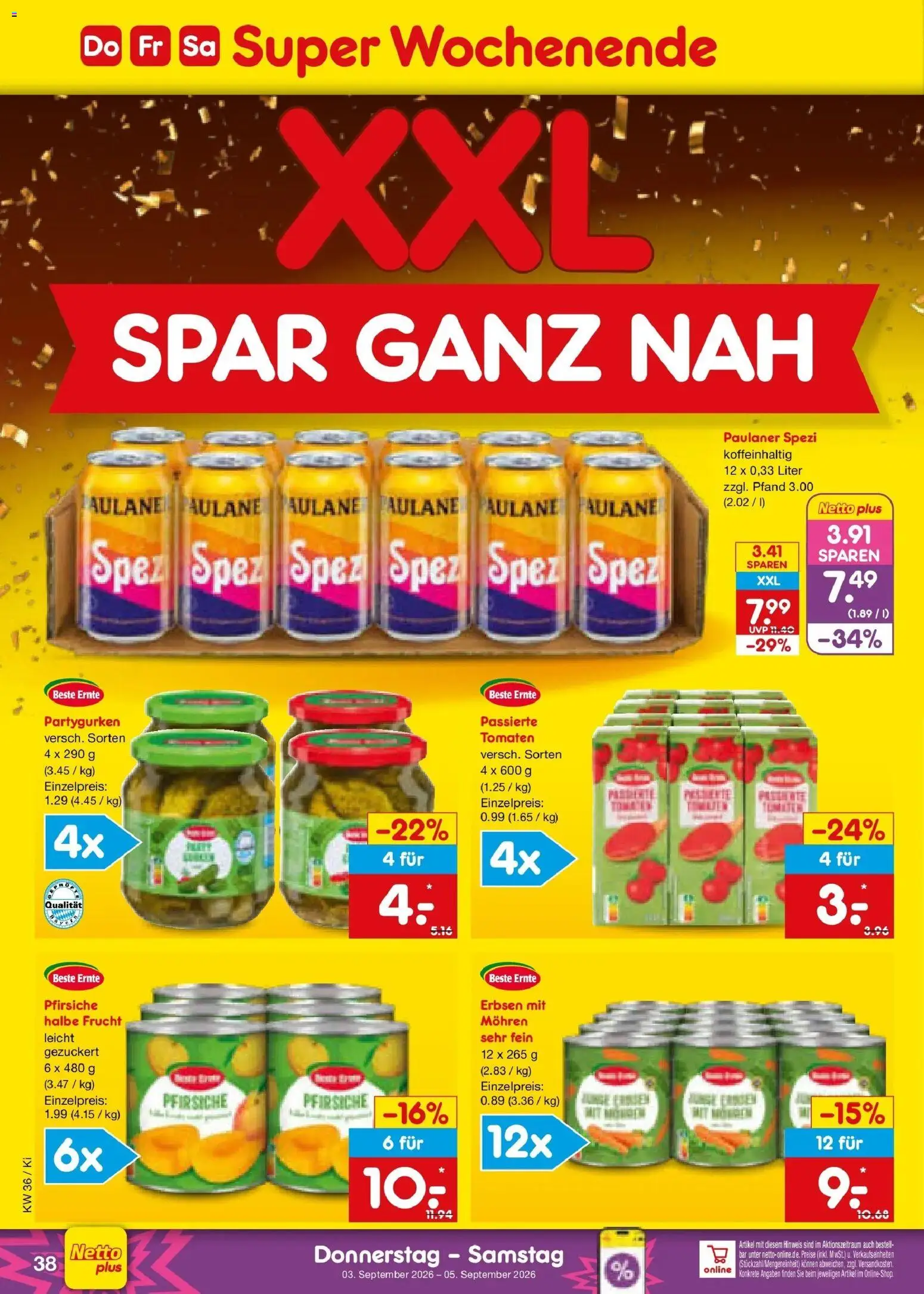 Netto Marken-Discount Prospekt Mistelbach – gültig ab 31.08.2026 | Seite: 50 | Produkte: Paulaner spezi, Mohren, Erbsen, Paulaner