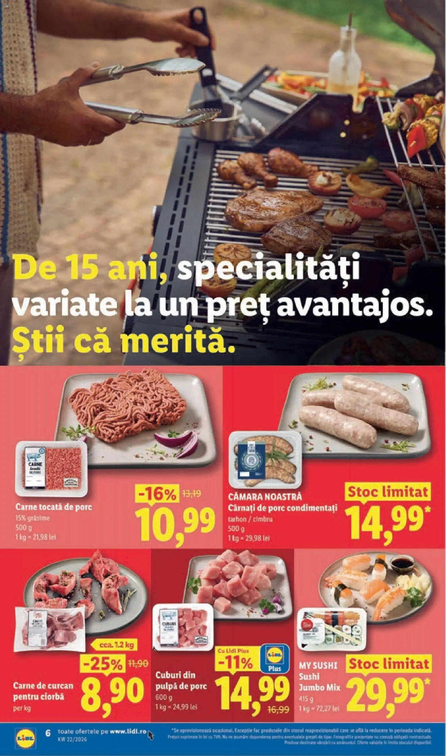 Noul catalog Lidl – valabil de la 25.05.2026 | Pagină: 6 | Produse: Sushi, Carne tocată, Cârnați