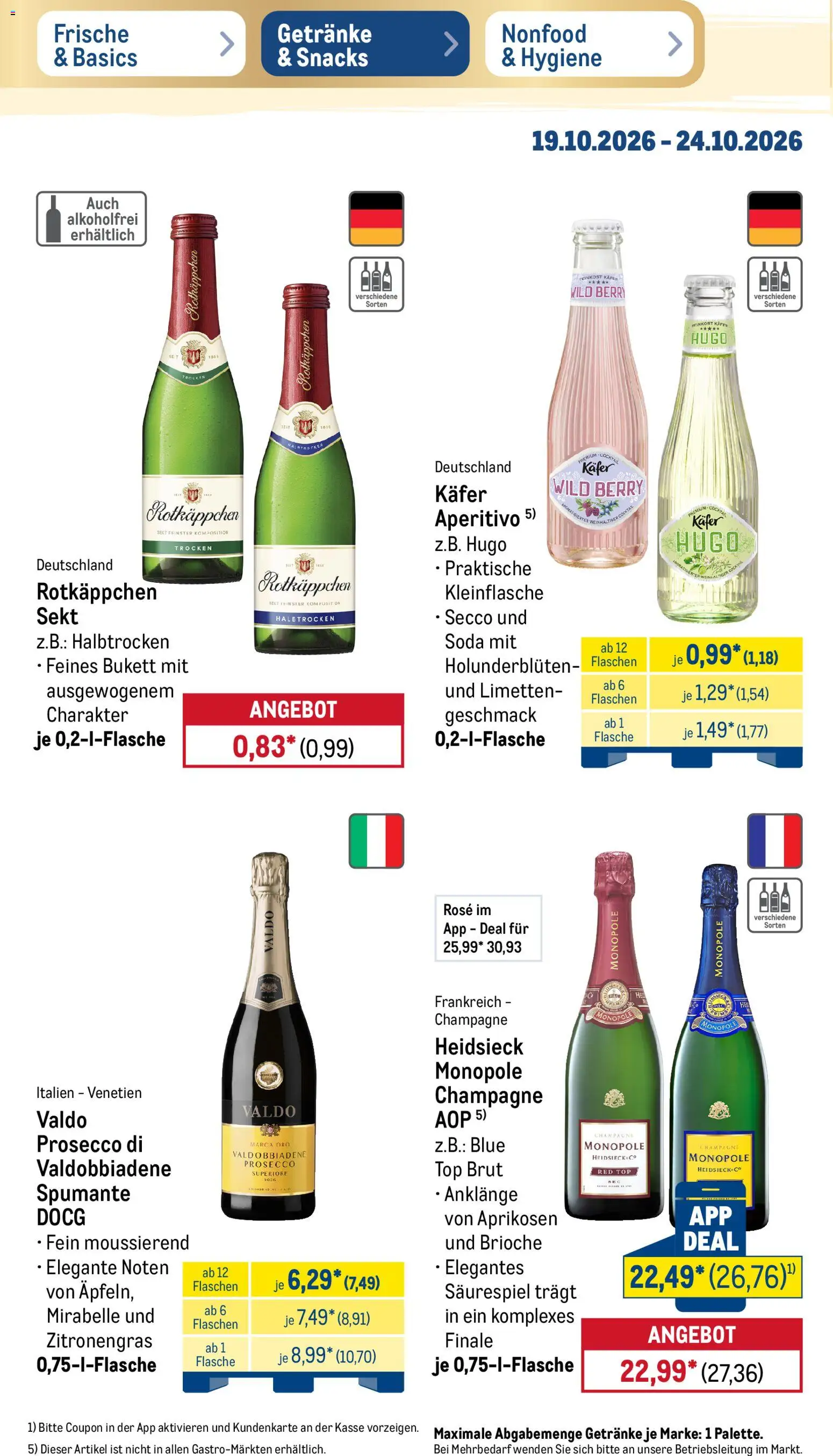 Metro Prospekt – gültig ab 19.10.2026 | Seite: 34 | Produkte: Top, Zitronengras, Sekt, Hugo