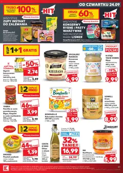 Pogląd oferty "COSTA D'ORO Oliwa z oliwek Extra Virgin Il Grezzo, Oliwa z oliwek Extra Virgin Il Grezzo" - ważna od 24.09.2026 | Strona: 47 | Produkty: Krem orzechowy, Sałatka z tuńczykiem, Ser, Sałatka