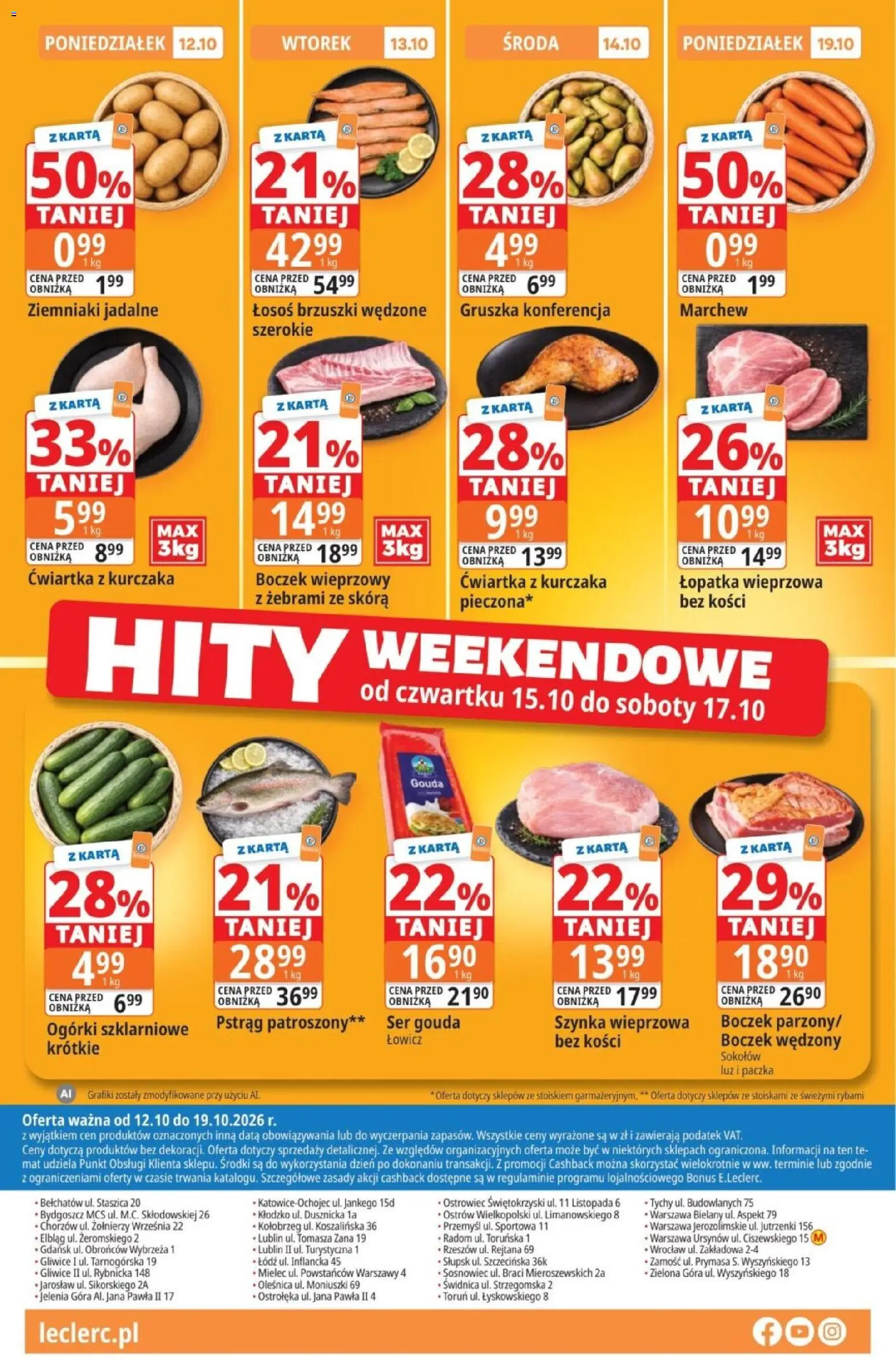 E.Leclerc gazetka - Tanio To Tu od 12.10.2026 | Strona: 28 | Produkty: Karta, Boczek wędzony, Ser, Ogórki