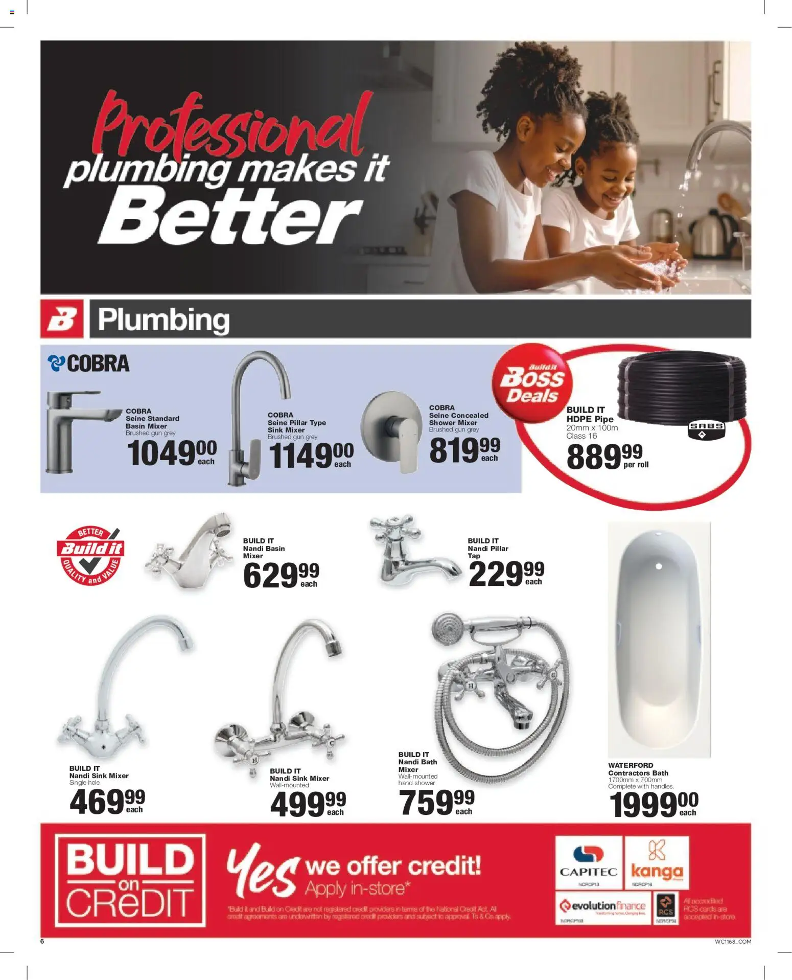 New Build It catalogue – valid from 25/08/2026 | Page: 6 | Products: Mixer, Basin, Pipe, Sink