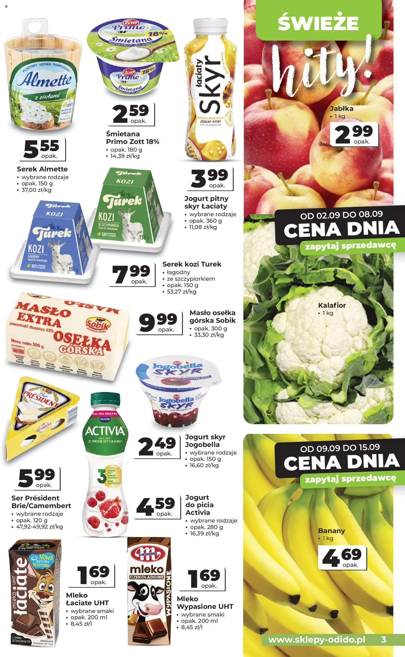 Odido gazetka od 02.09.2026 | Strona: 3 | Produkty: Masło osełka, Almette, Jogurt, Jabłka