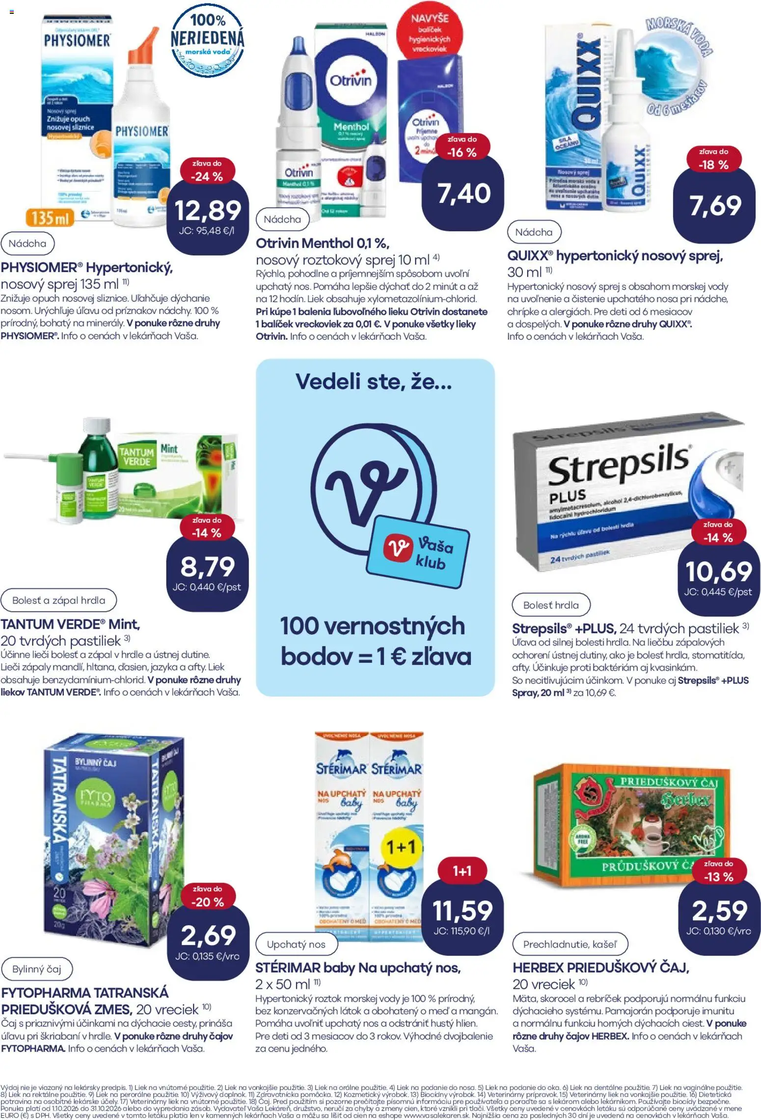 Nové Vaša lekáreň akcie – leták je platný od 01.10.2026 | Strana: 7 | Produkty: Čaj, Voda, Med, Bylinný čaj