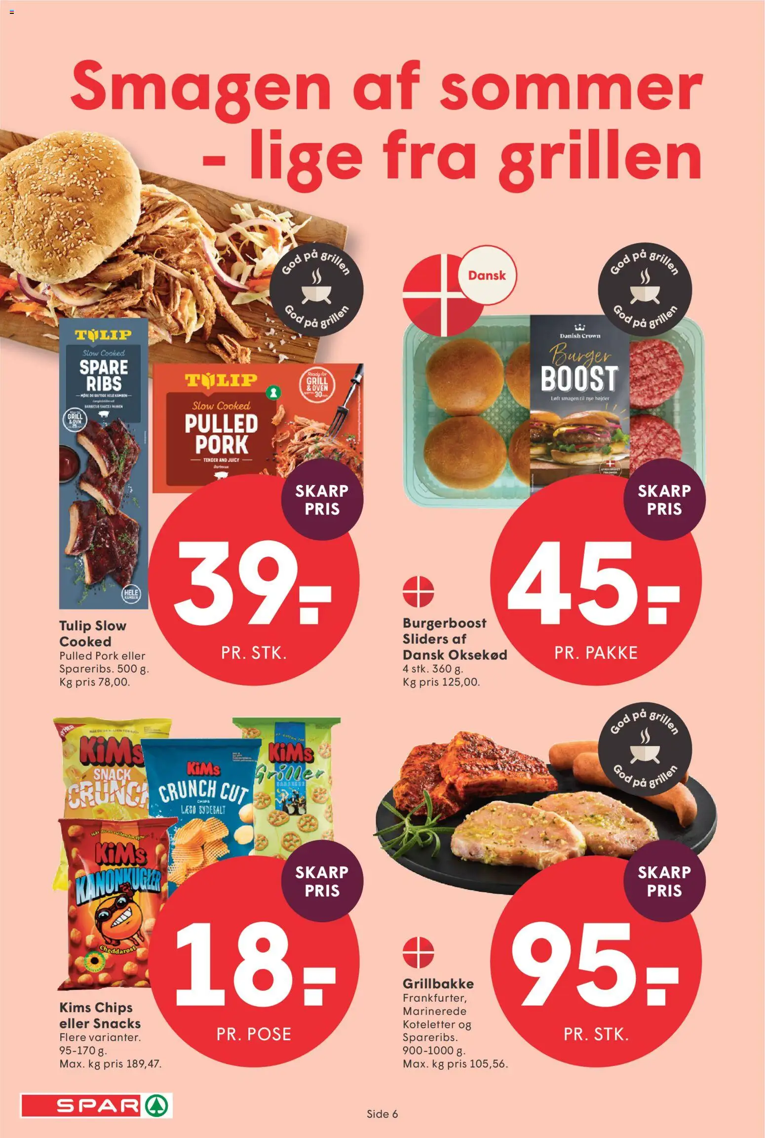 Spar tilbudsavis – gyldig fra 24/07/2026 | Side: 6 | Produkter: Ribs, Chips, Oksekød, Grill